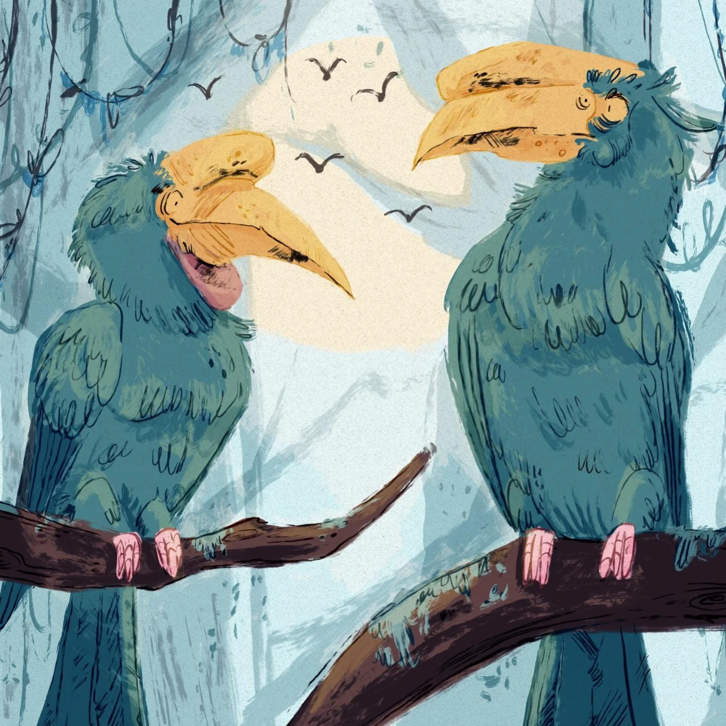 Working on some new pieces for my portfolio. Swipe to see a reverse of my process. I start out my illustrations analog and then move them onto the iPad to complete digitally. I&rsquo;ve been practicing my backgrounds and world building, rather than j