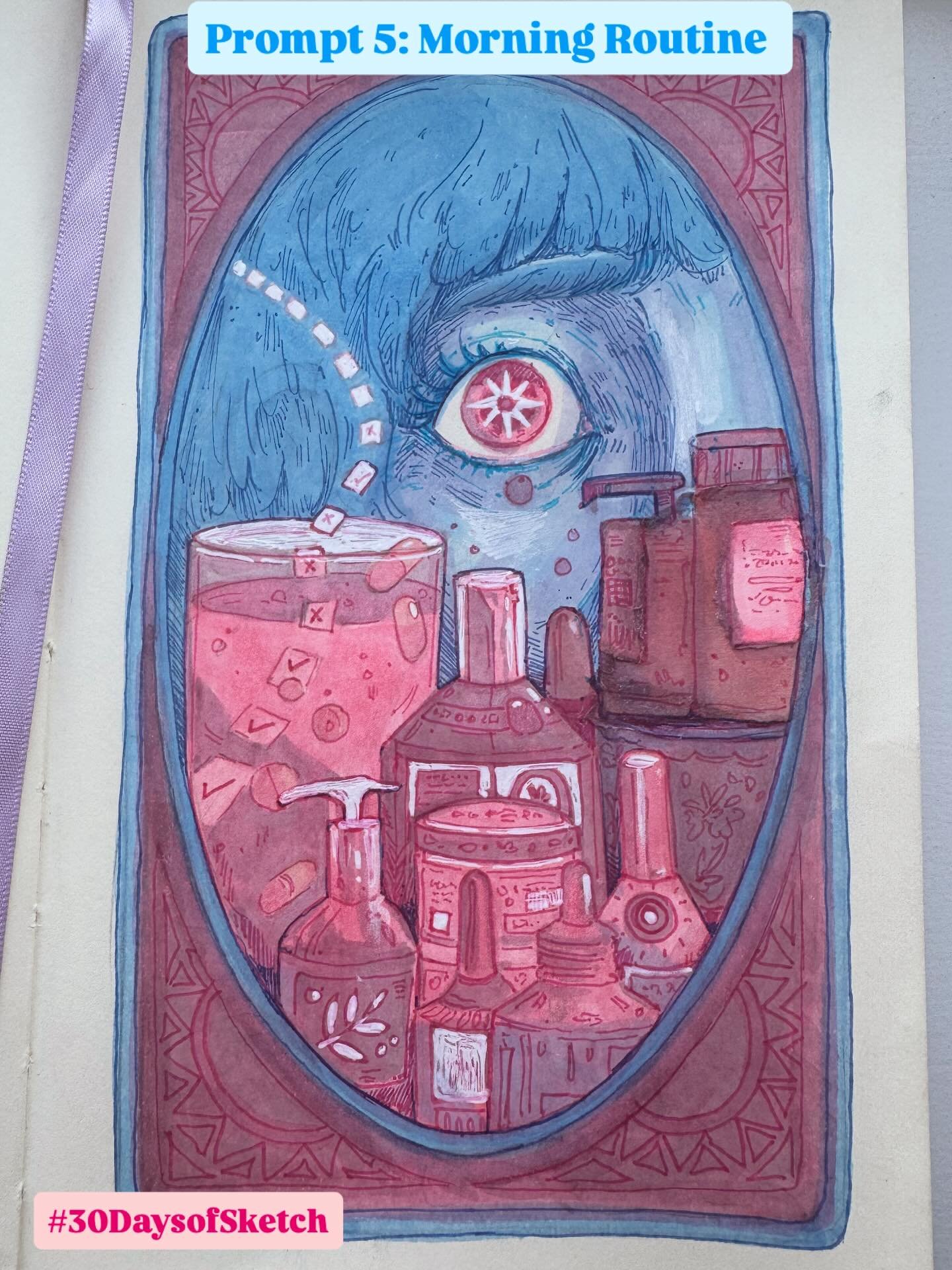 Catching up with the #30DaysofSketch challenge set by @inkygoodnesscollective This time it was all about &lsquo;morning routine&rsquo; and I went in a different direction by exploring a slightly more conceptual idea. This year I&rsquo;ve been obsessi