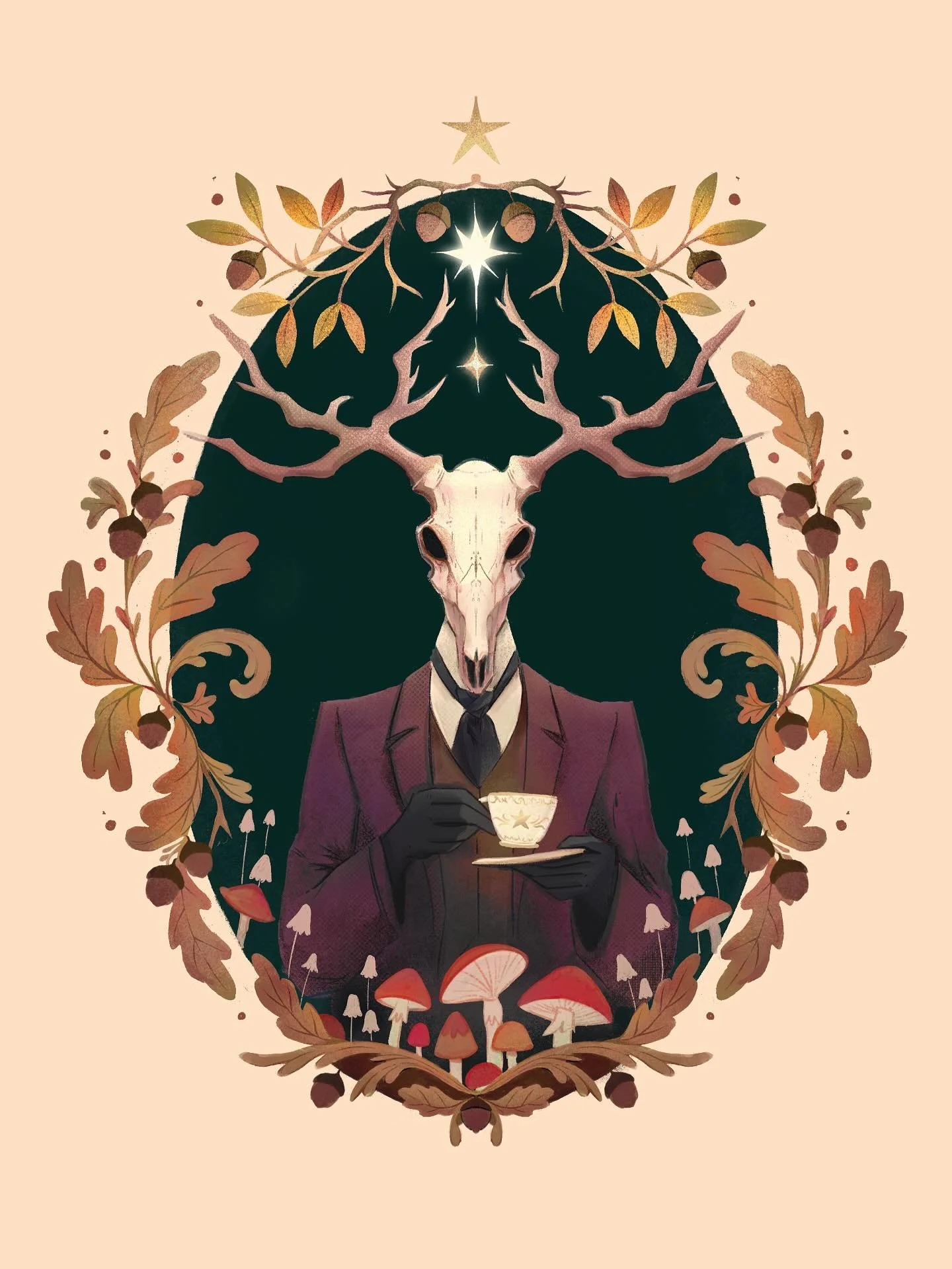 Reposting some artwork in anticipation for the cooler seasons. This was for an October art challenge. I particularly love the colours and the decorative elements in this and will be including a lot more in future pieces 🍁 🍄 

I&rsquo;m currently in