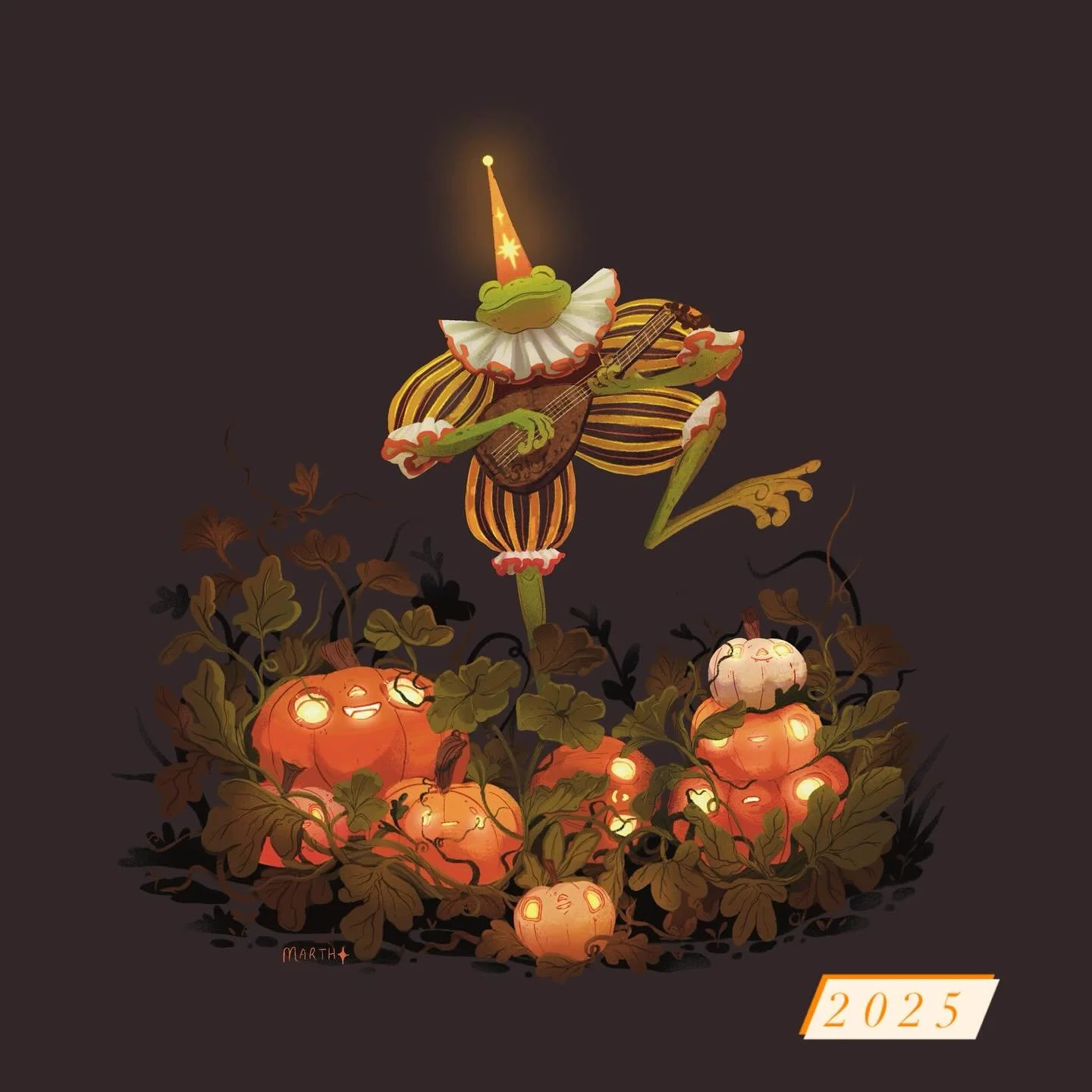 The difference a few years makes. I was still teaching, pretty burnt out, and trying to find time and energy to draw. This frog bard piece was one that gave me a bit of joy back then and it gave me joy today whilst repainting it. #3yearartimprovement