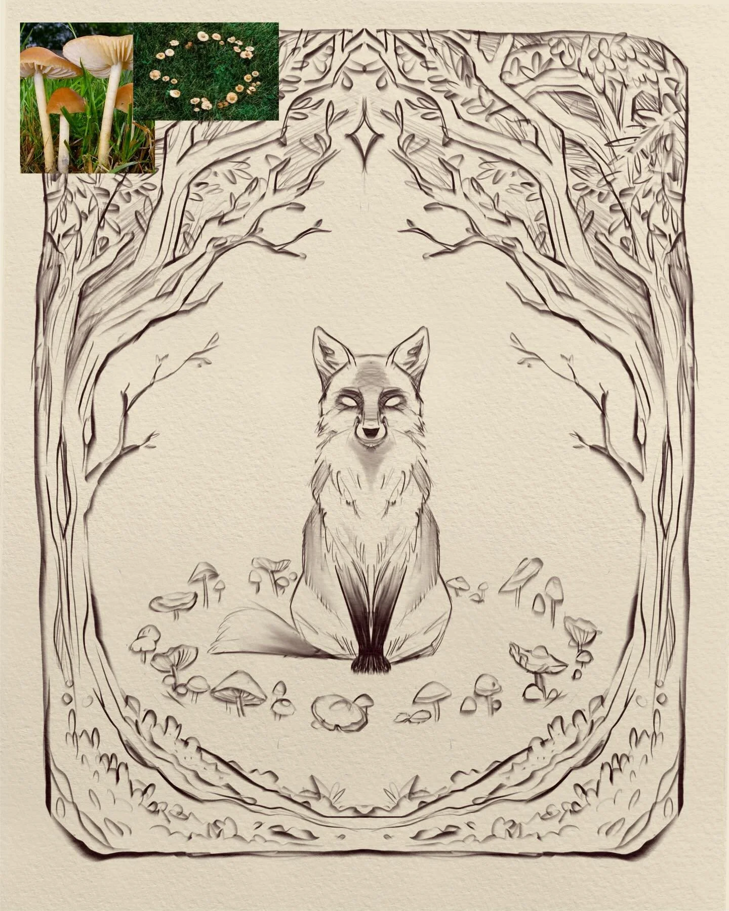 Inspired by Fairy Ring Mushrooms. Working my way through some #funguary prompts (started in Feb) and sketching exercises whilst I work out what I&rsquo;m trying to do in 2026😅