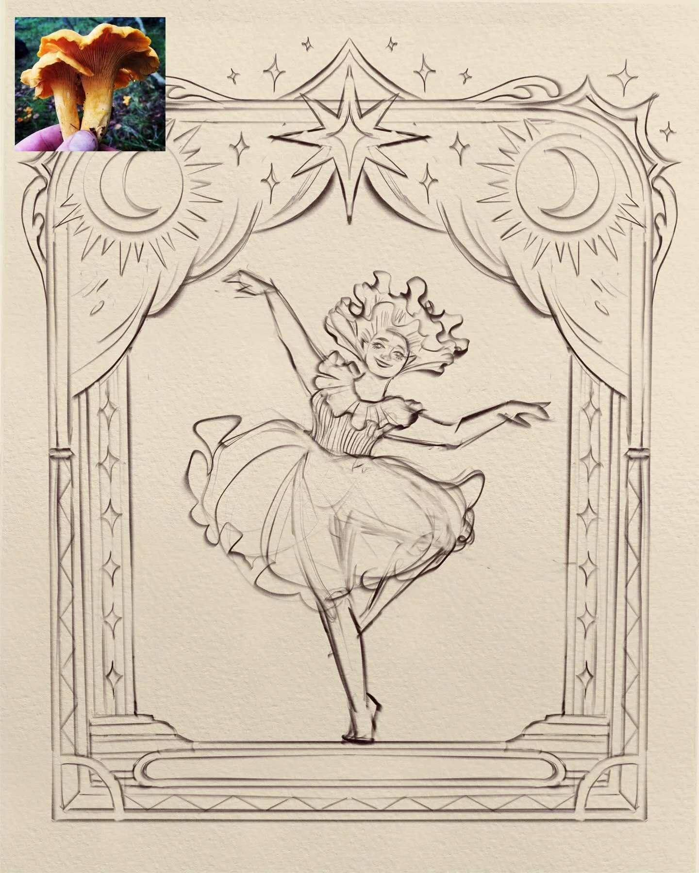 Sketch inspired by Chanterelle mushrooms from #funguary .