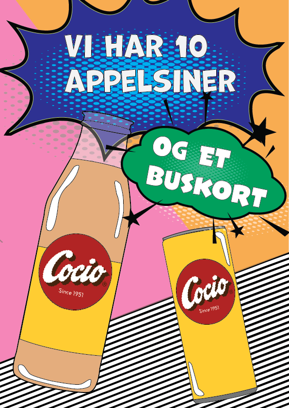 Popart inspireret plakat lavet i Illustrator og InDesign