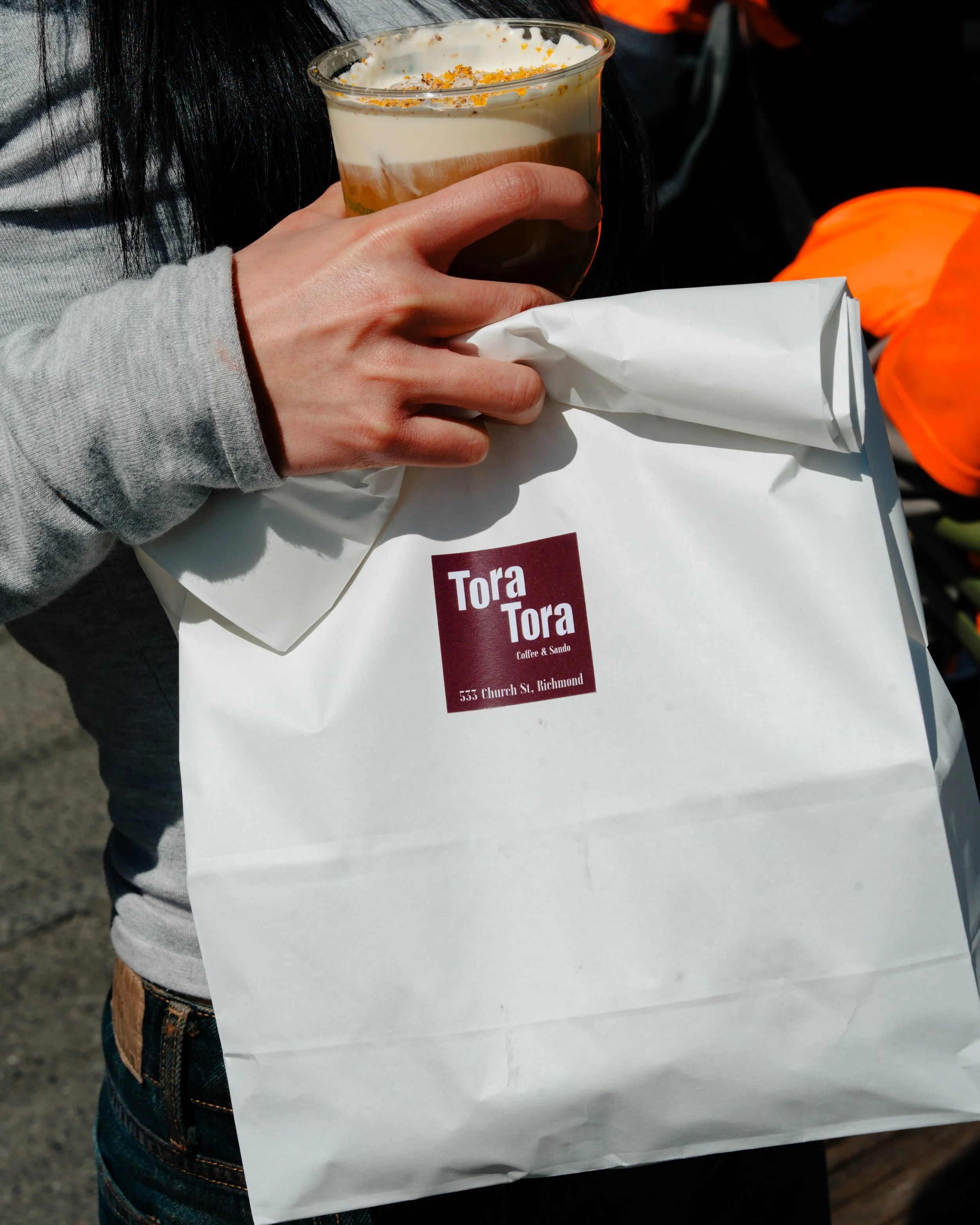 Sandwich and coffee take-away at Tora Tora Richmond, Melbourne