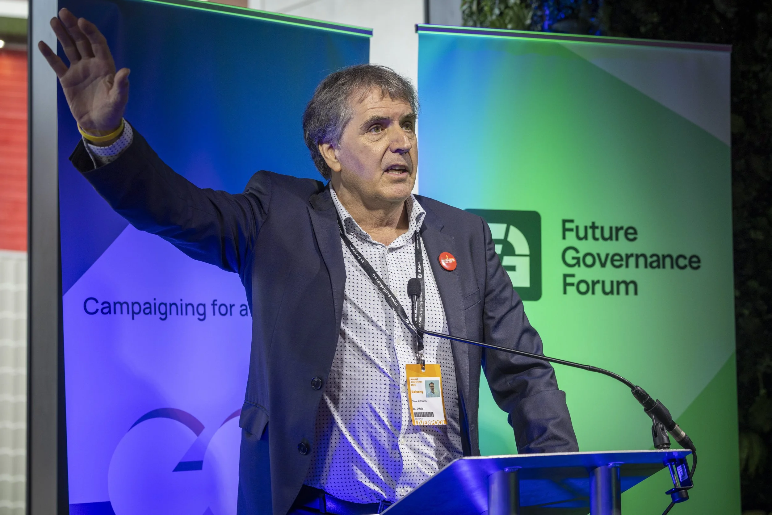 Mayor Steve Rotherham speaking at the GGF x Future Governance Forum party at Labour Conference