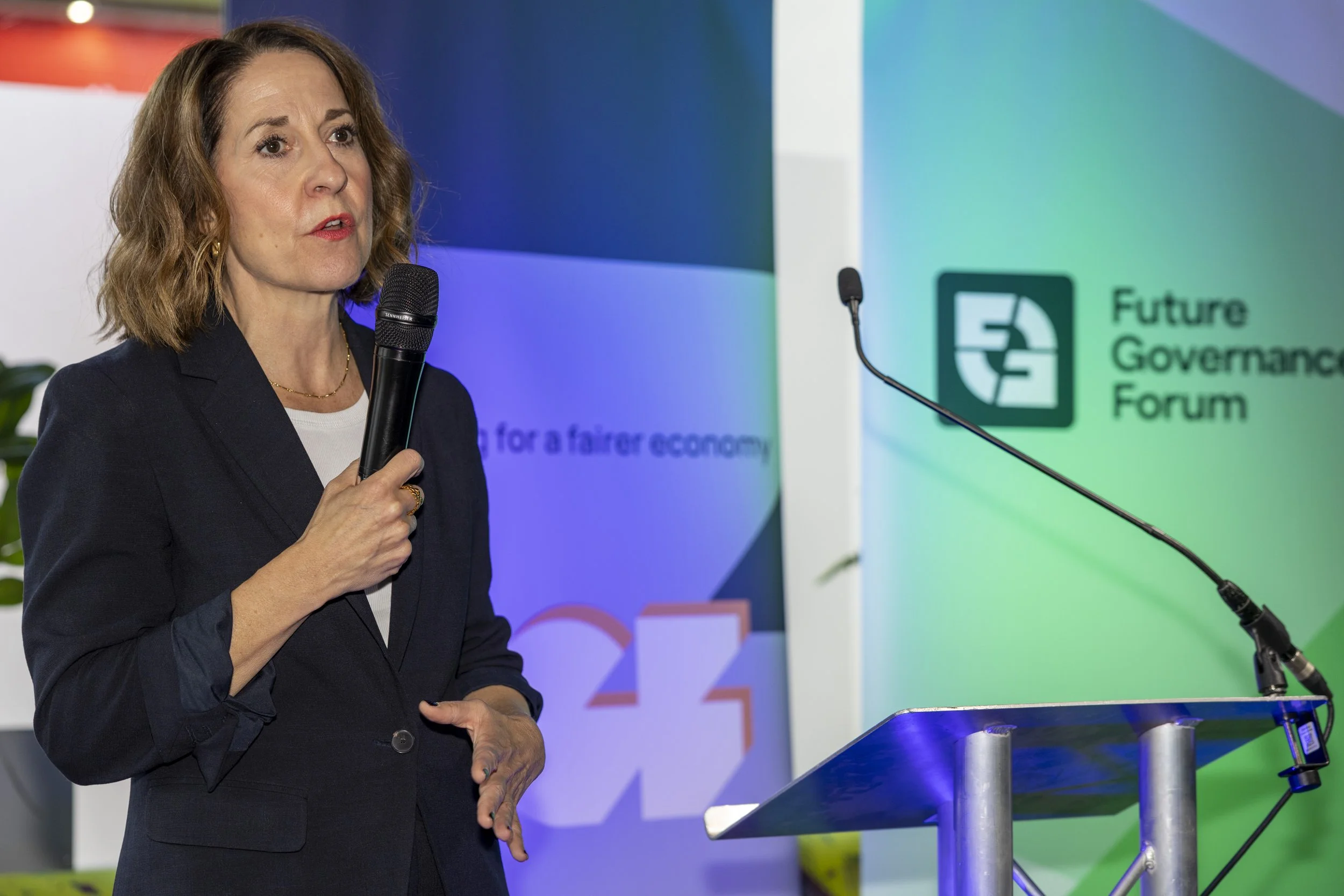 Secretary of State Liz Kendall speaking at the GGF x Future Governance Forum party at Labour Conference