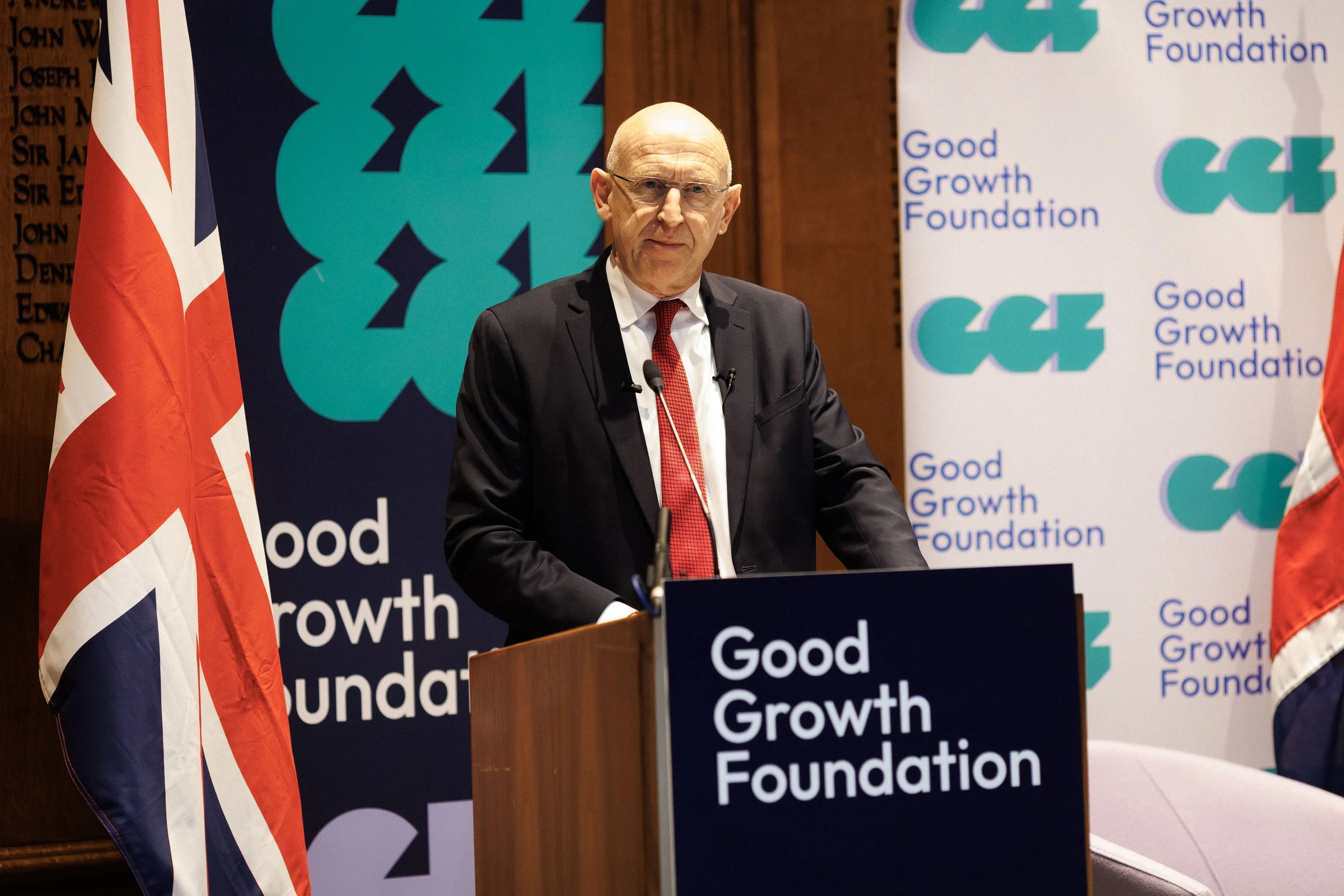 Defence Secretary John Healey giving a speech at The Good Growth Foundation