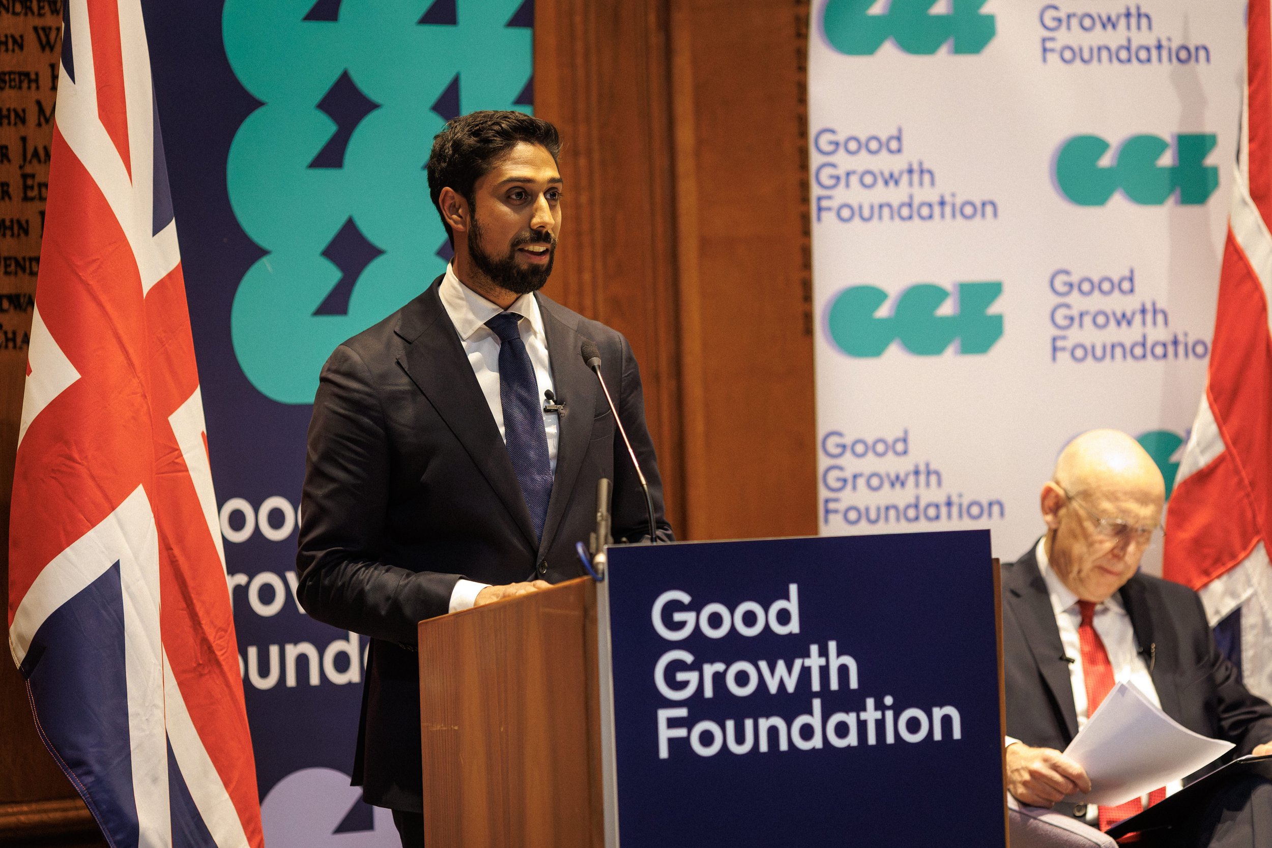 Good Growth Foundation Director Praful Nargund giving a speech with Defence Secretary John Healey