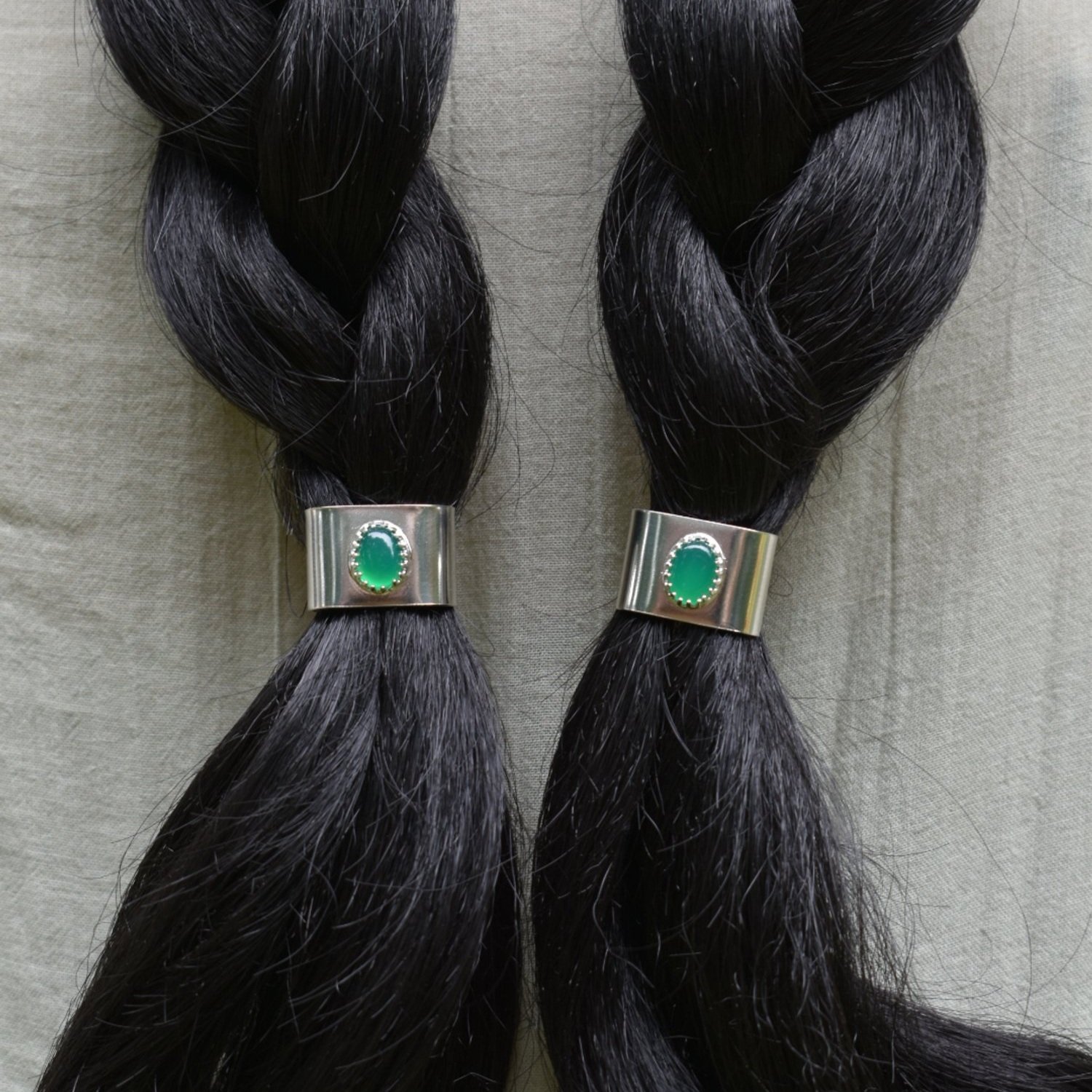 Green Onyx Braid Band Set (2)