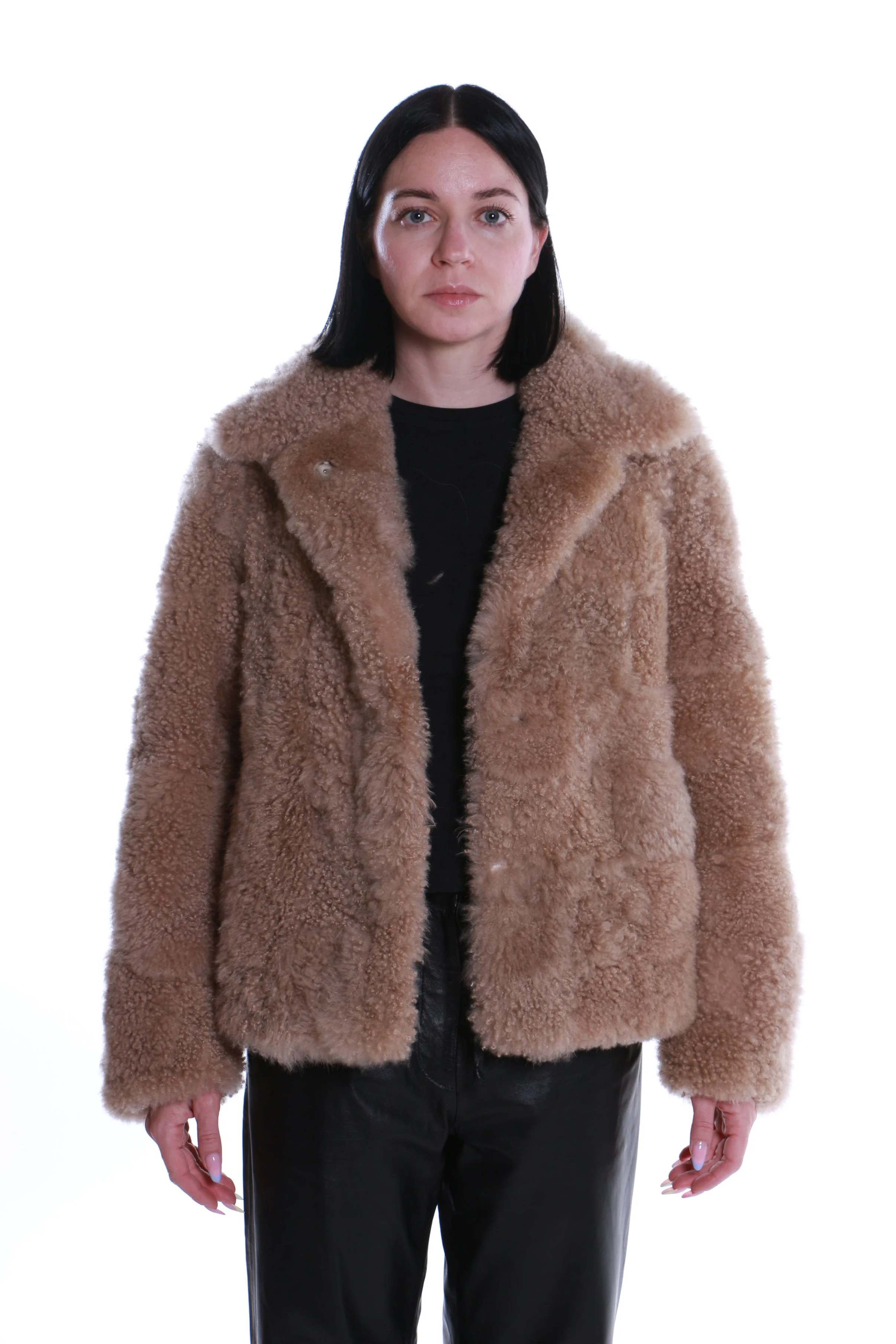 Cappottino in shearling color cipria