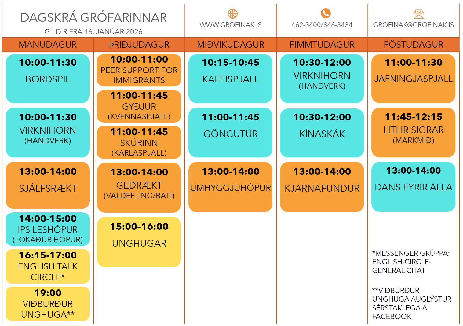 Ný dagskrá í Grófinni