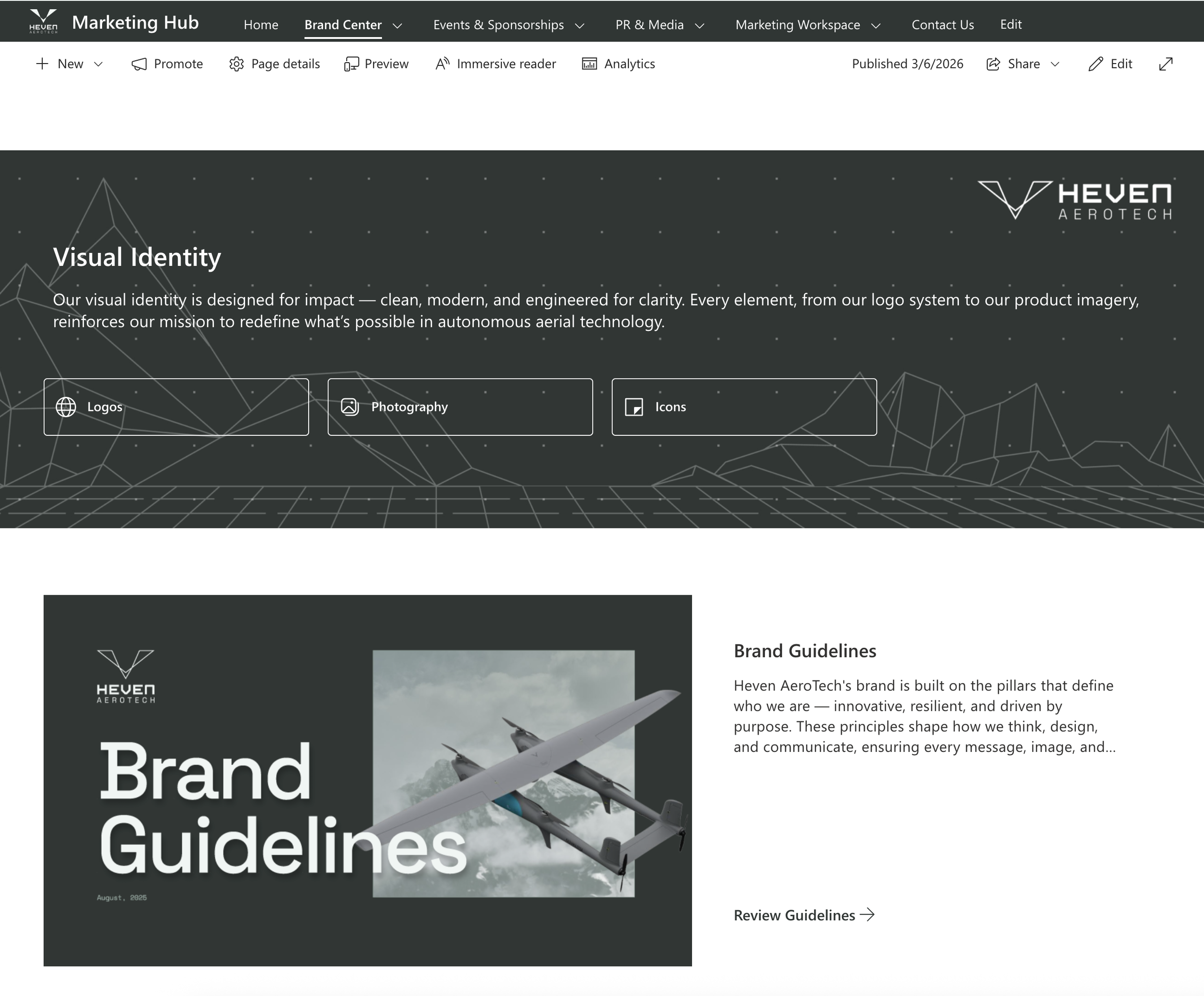 Centralized Brand Center providing access to approved logos, imagery, and other brand assets.