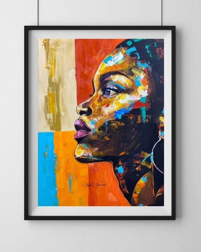 " Bold colors, powerful emotions, and timeless beauty. This stunning abstract African portrait is a true celebration of art and culture. Transform your space with a masterpiece that speaks
volumes.

🖼️ Available now at Yuan Arts Gallery.

#yuan