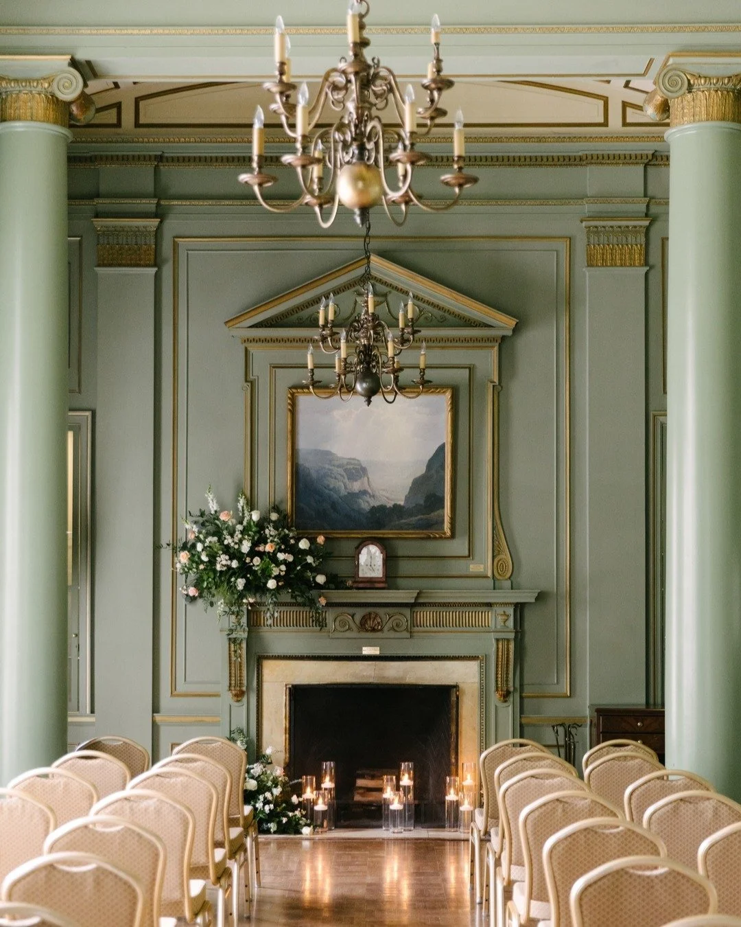 At the University Club of Toronto,  an intimate ceremony setting framed by classic elegance&mdash; we designed the fireplace with soft ivory florals and flickering candlelight. 

#TorontoWeddings #LuxuryWeddingsToronto #HighEndWeddings #TorontoBrides
