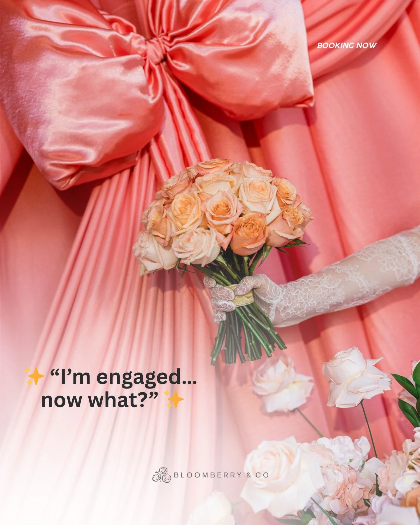 You&rsquo;re engaged &mdash; CONGRATULATIONS. ✨

Before anything else, secure your florist.
Your flowers define the tone, texture, and story of your wedding &mdash; the details that make it yours. 🌿

We&rsquo;re now booking 2026 weddings and accepti