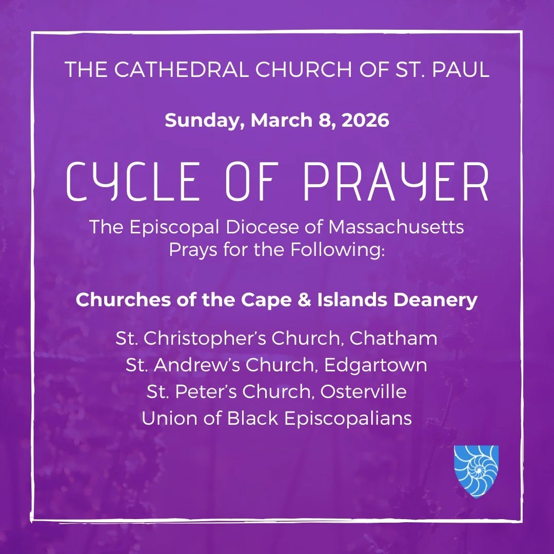 Join @stpaulboston as we pray for: Churches of the Cape &amp; Islands Deanery St. Christopher&rsquo;s Church, Chatham https://www.stchristopherschatham.org/ St. Andrew&rsquo;s Church, Edgartown https://standrewsmv.org/ St. Peter&rsquo;s Church, Oster