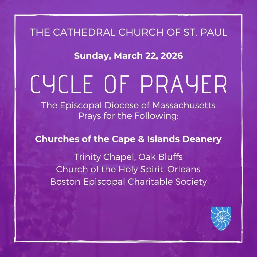 Join @stpaulboston as we pray for:

Churches of the Cape &amp; Islands Deanery

Trinity Chapel, Oak Bluffs
https://www.facebook.com/TrinityEpiscopalChurchOceanPark/
Church of the Holy Spirit, Orleans
https://holyspiritorleans.org/
Boston Episcopal Ch