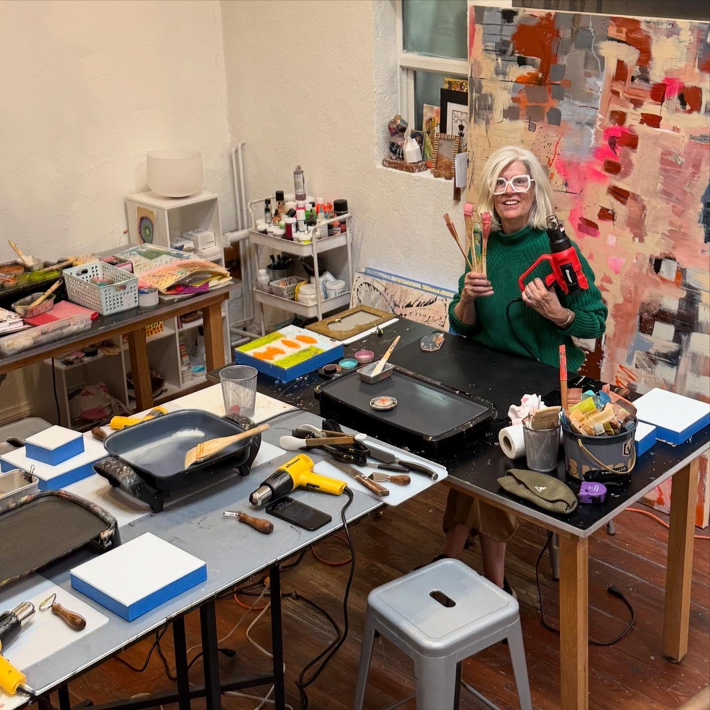 Getting ready for tomorrow&rsquo;s workshop! #artworkshoo #encausticart #encausticworkshop #artsfactory #fraichearts