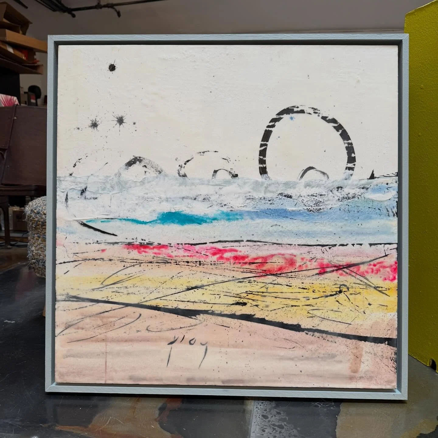 This one is part of my FADE collection, sand, watercolor, wax, sun bleached memories #encausticpainting #artstudio #contemporaryart