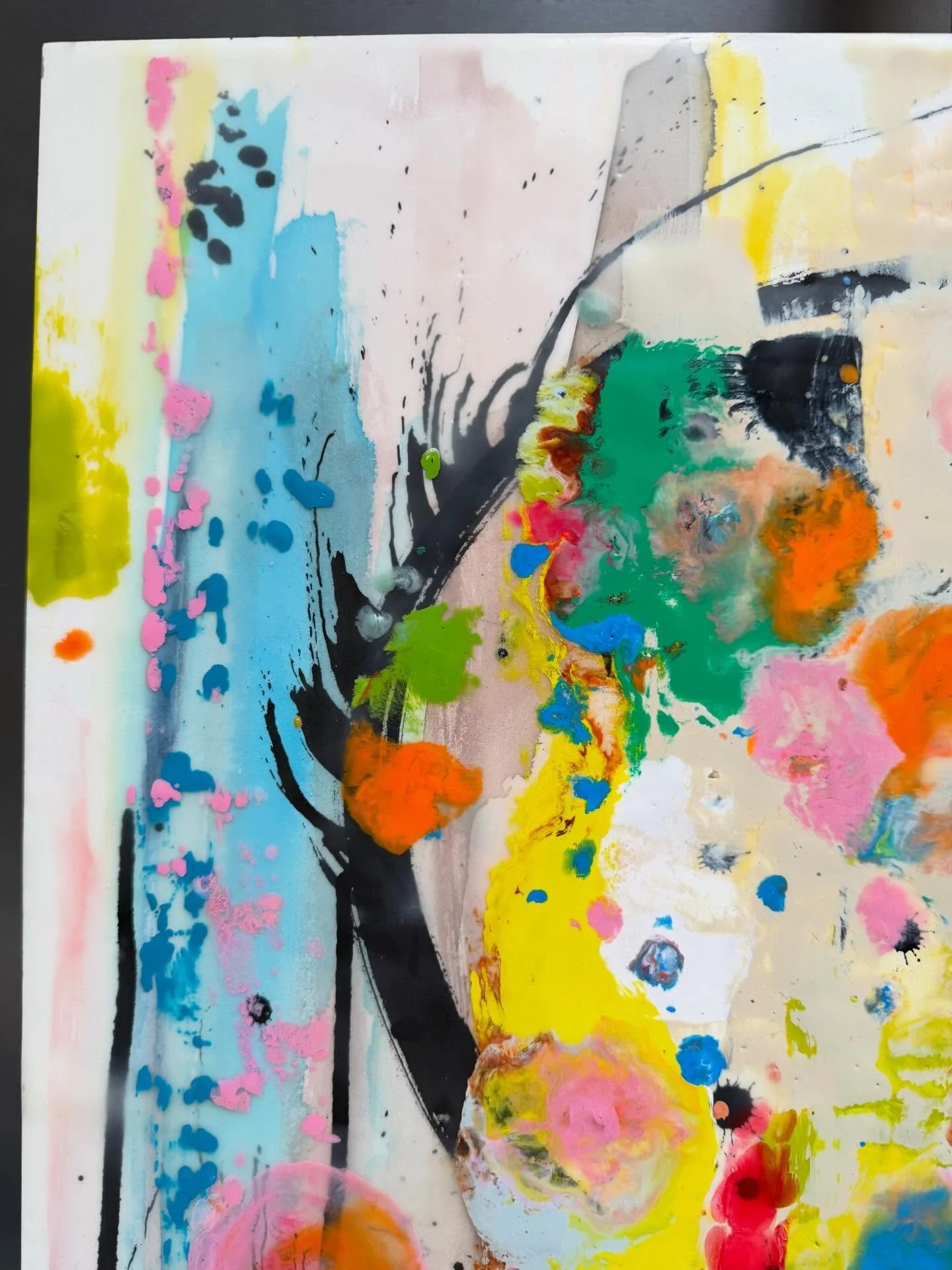 New encaustic in progress&hellip;love the color combo thus far&hellip;layers of Ink, watercolor and wax #encausticart #artstudio #abstractart #mixedmedia #artwork