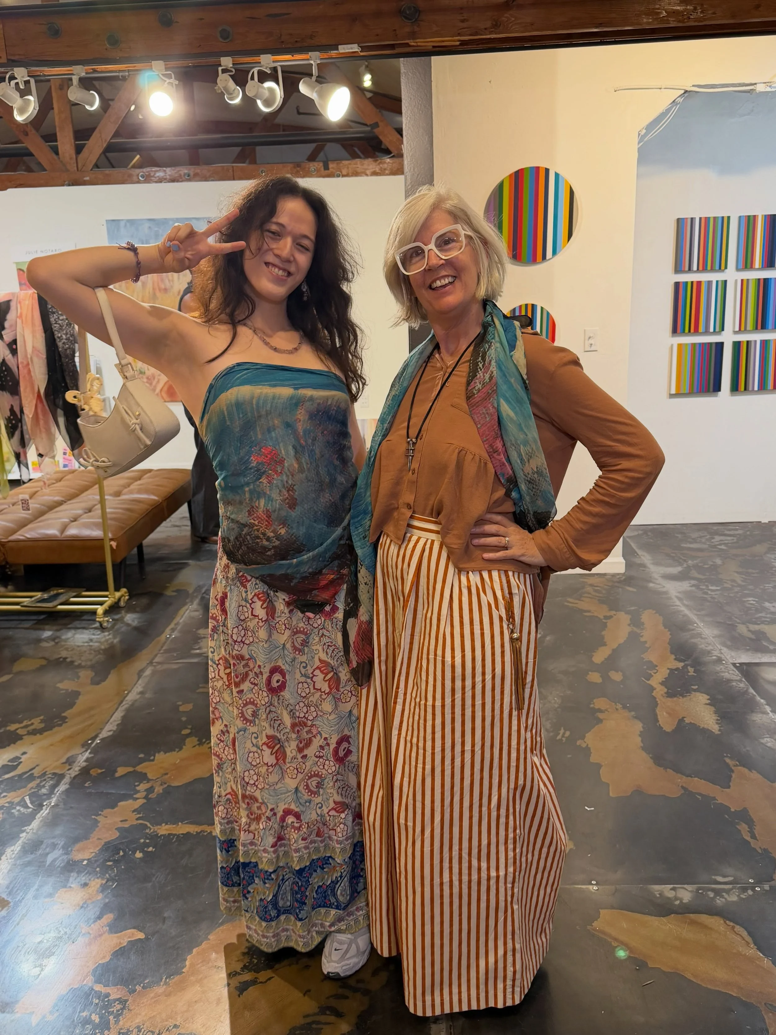 Love seeing this scarf as a halter top! So gorgeous! I happened to be wearing the Tsunami scarf too! 💖💖💖 #wearableart #scarf #lookingfab #silkscarf #scarfcollection