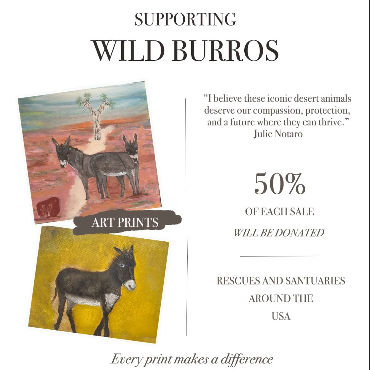 Living in Las Vegas I&rsquo;ve been blessed to encounter burros in the wild around Red Rock conservation area and Lake Mead. Unfortunately these majestic animals are in peril due to habitat strain. I&rsquo;m excited to share that 50% of every wild bu