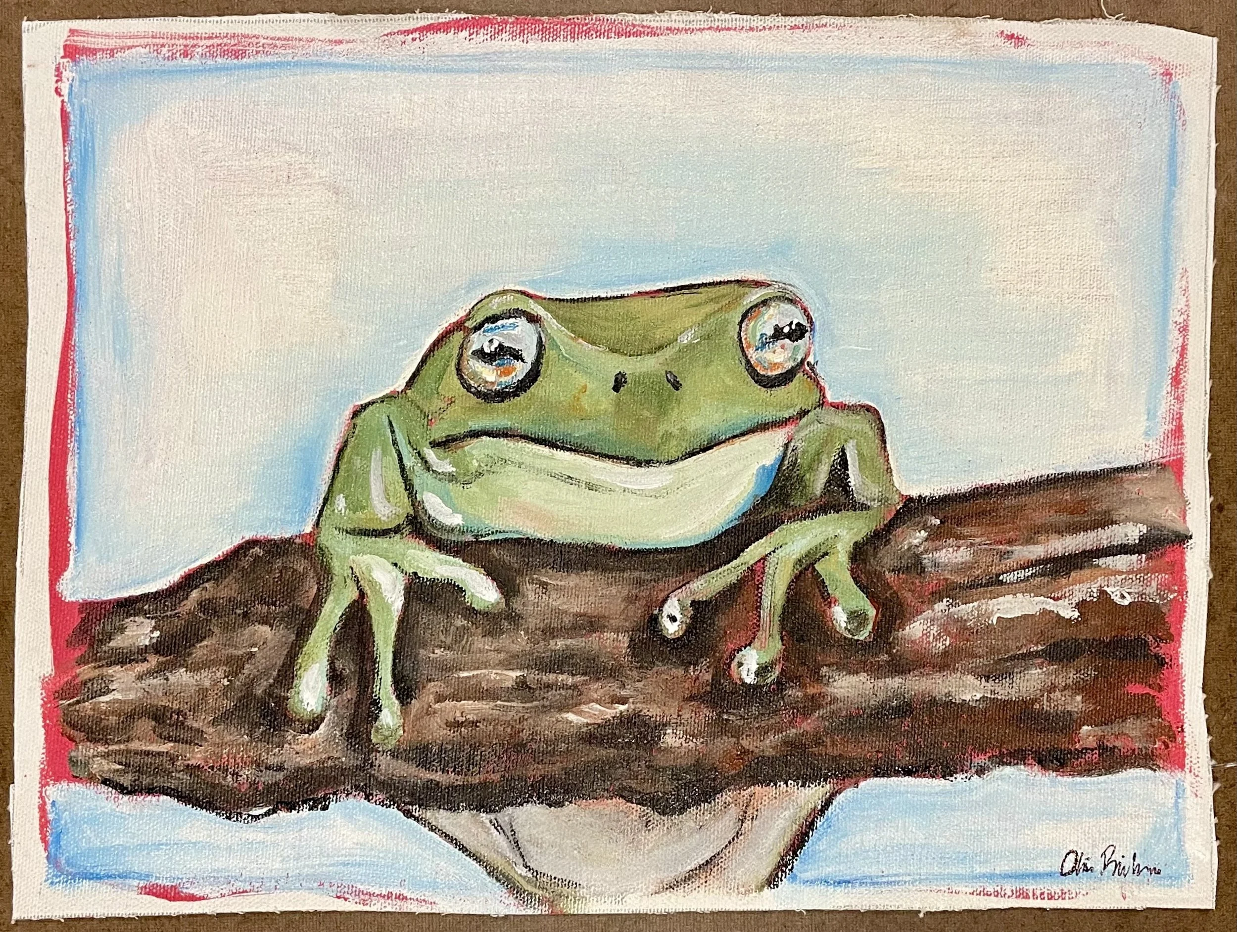 Tree Frog, Acrylic on Loose Canvas, Available