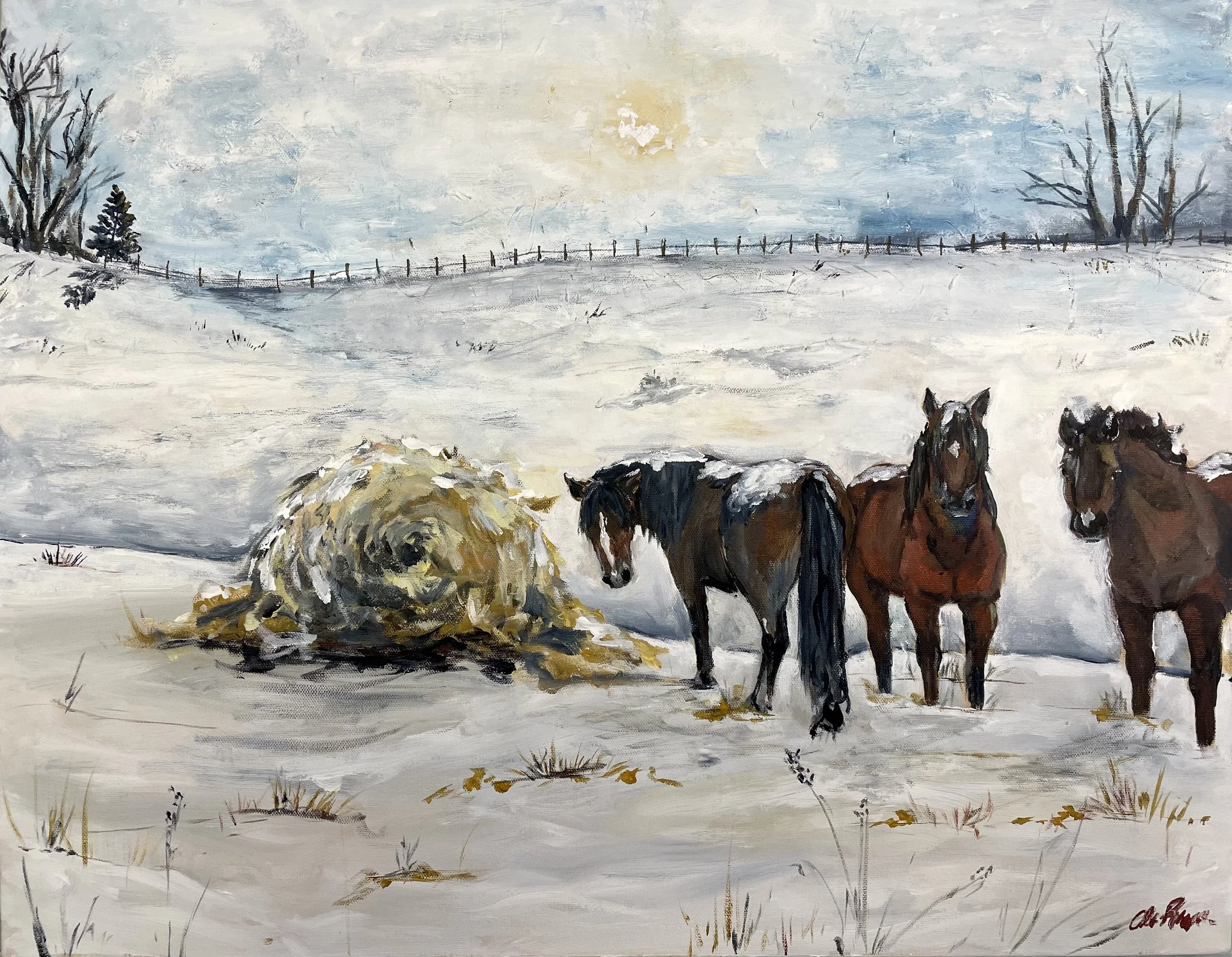 Mares Eating, Acrylic on canvas