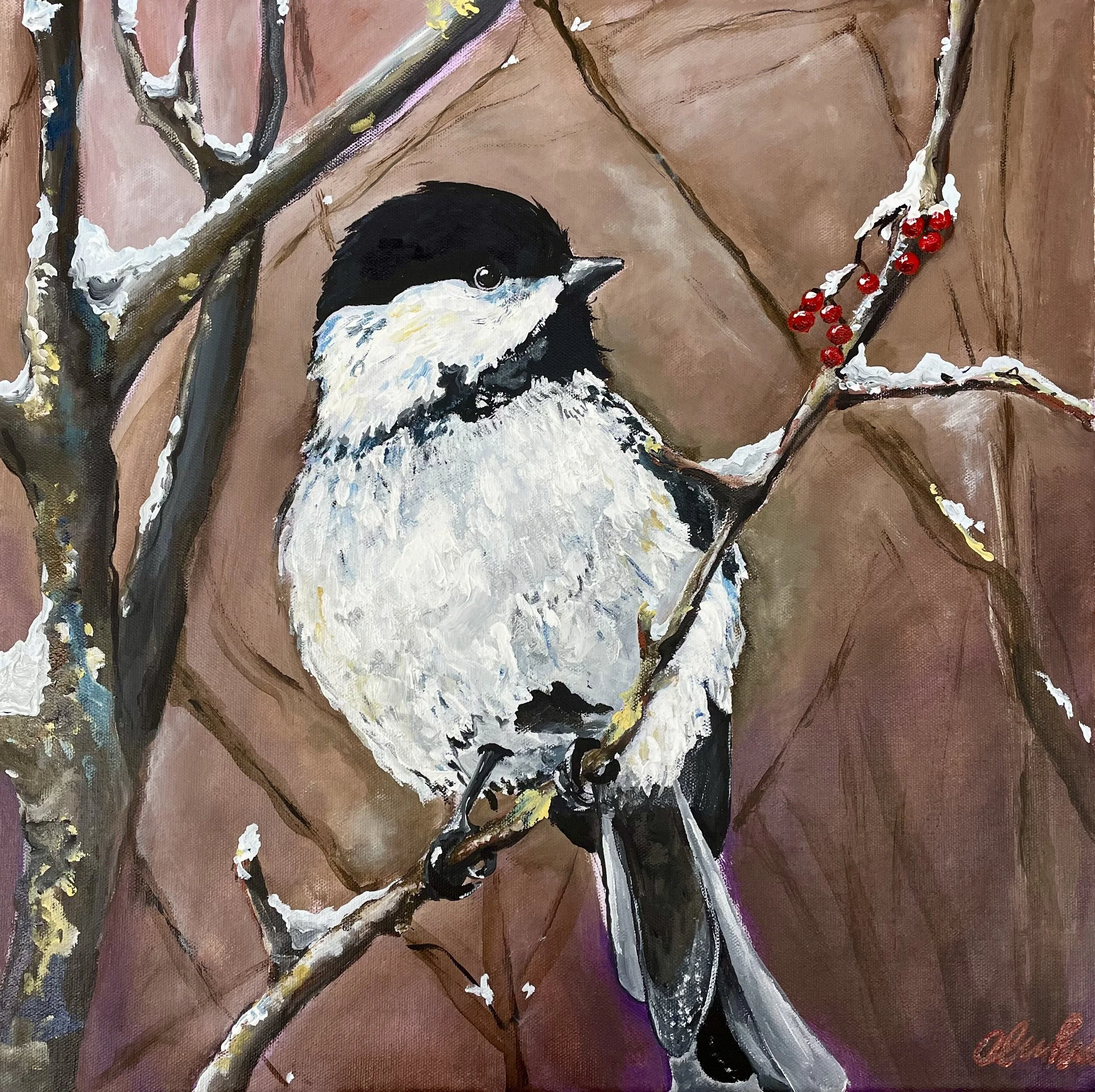Chikadee, Acrylic on Canvas,
Available