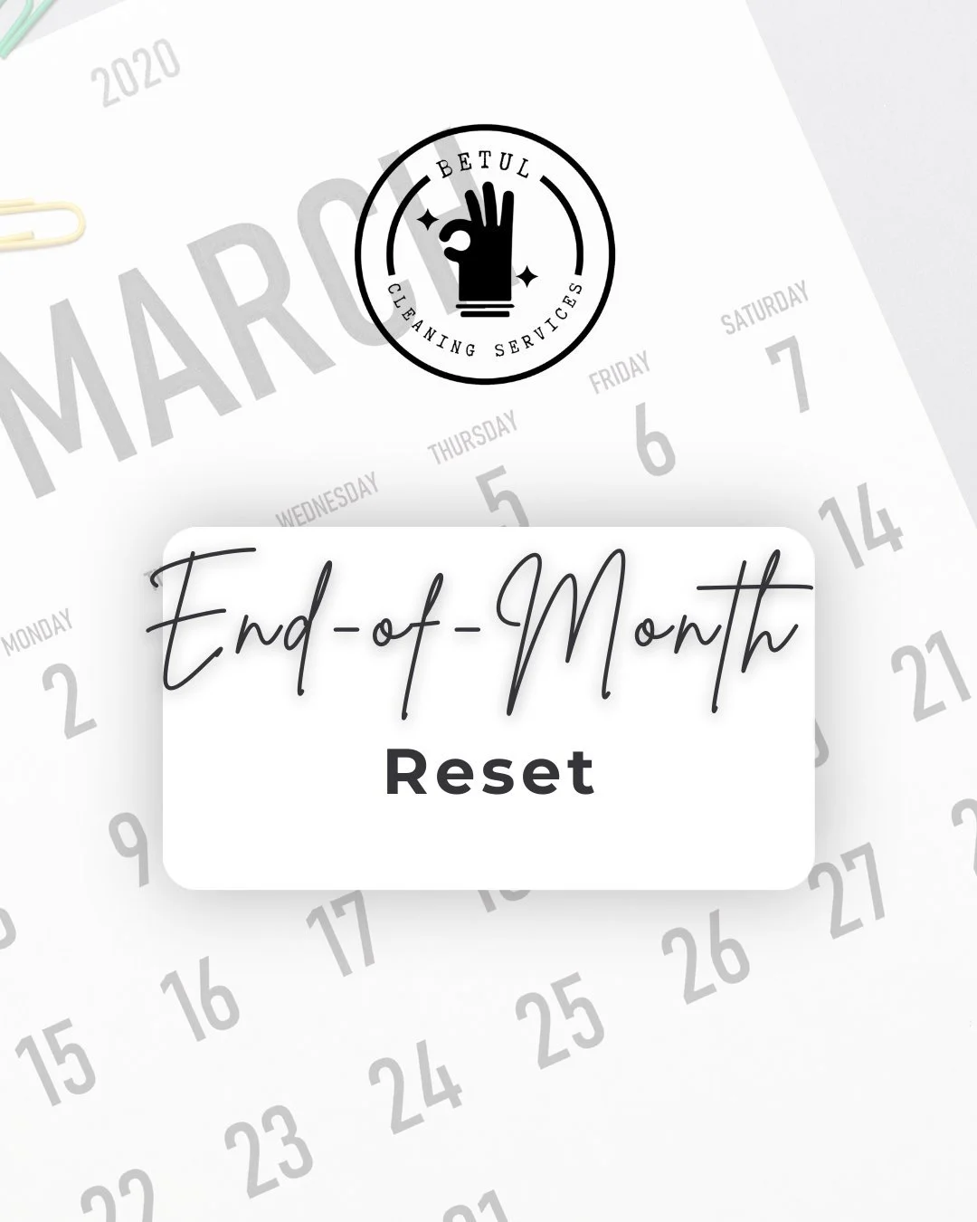 The end of the month is the perfect time to reset your space. 
Going into April with a clean home changes how everything feels.

Book your end-of-month cleaning.

#MonthEndReset #AtlantaHomes #FreshStart #CleanLiving