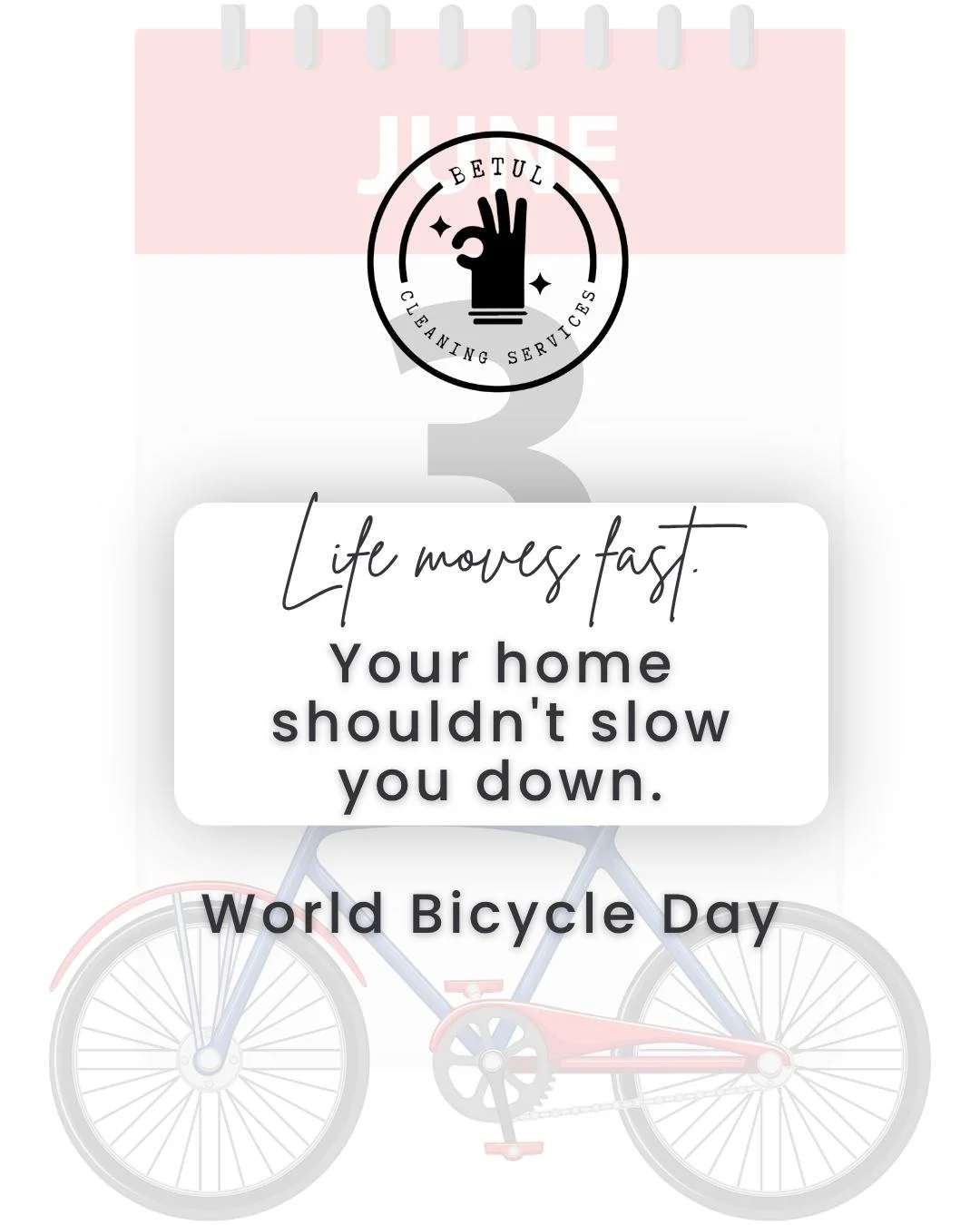 A bicycle works best when it's maintained consistently.

Not because it's broken, but because small things add up over time.

Homes are the same:
Dust accumulates.
Clutter grows.
Tasks get postponed.

Before long, what felt manageable starts demandin