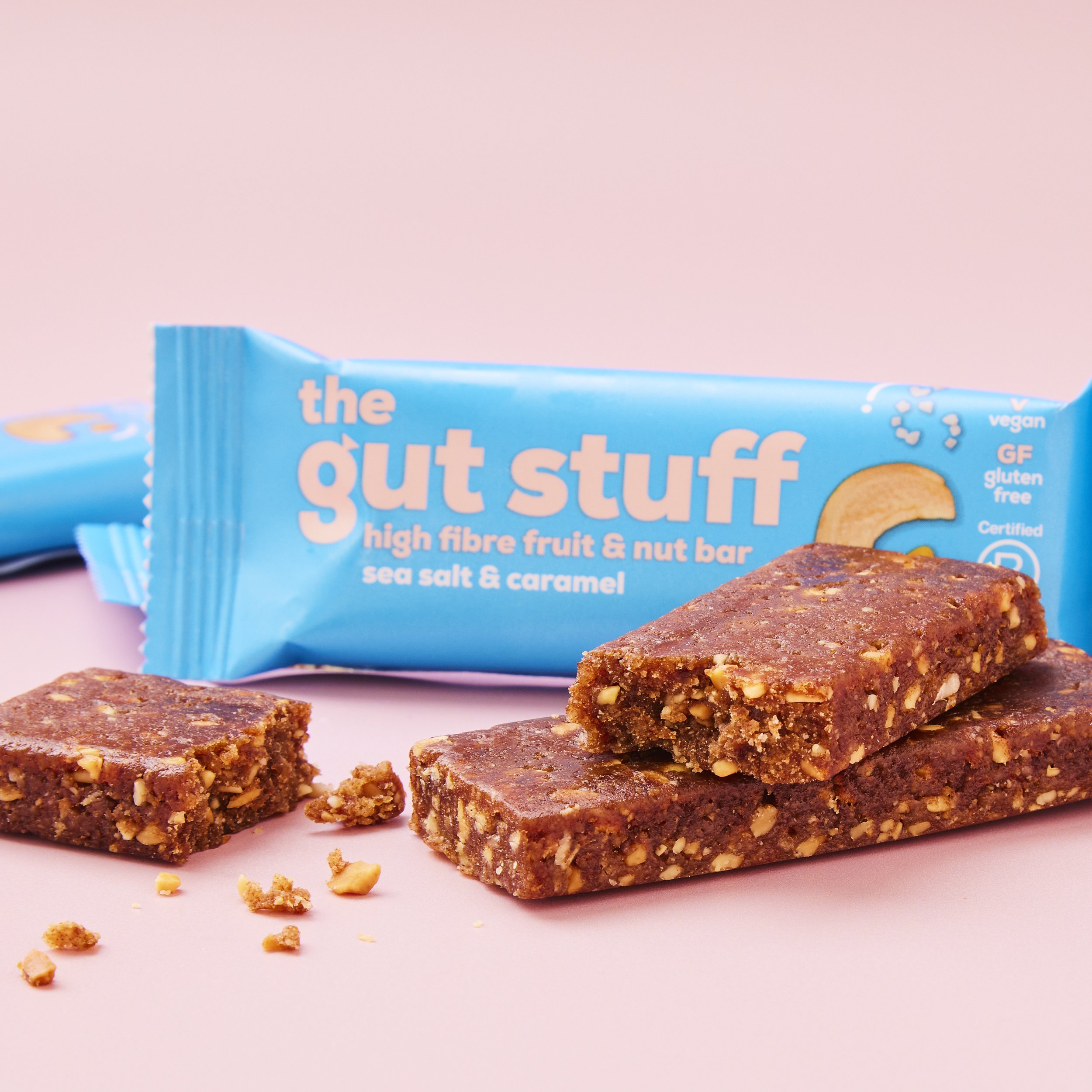 Salted Caramel Gut health snack bar | Food Product Photography