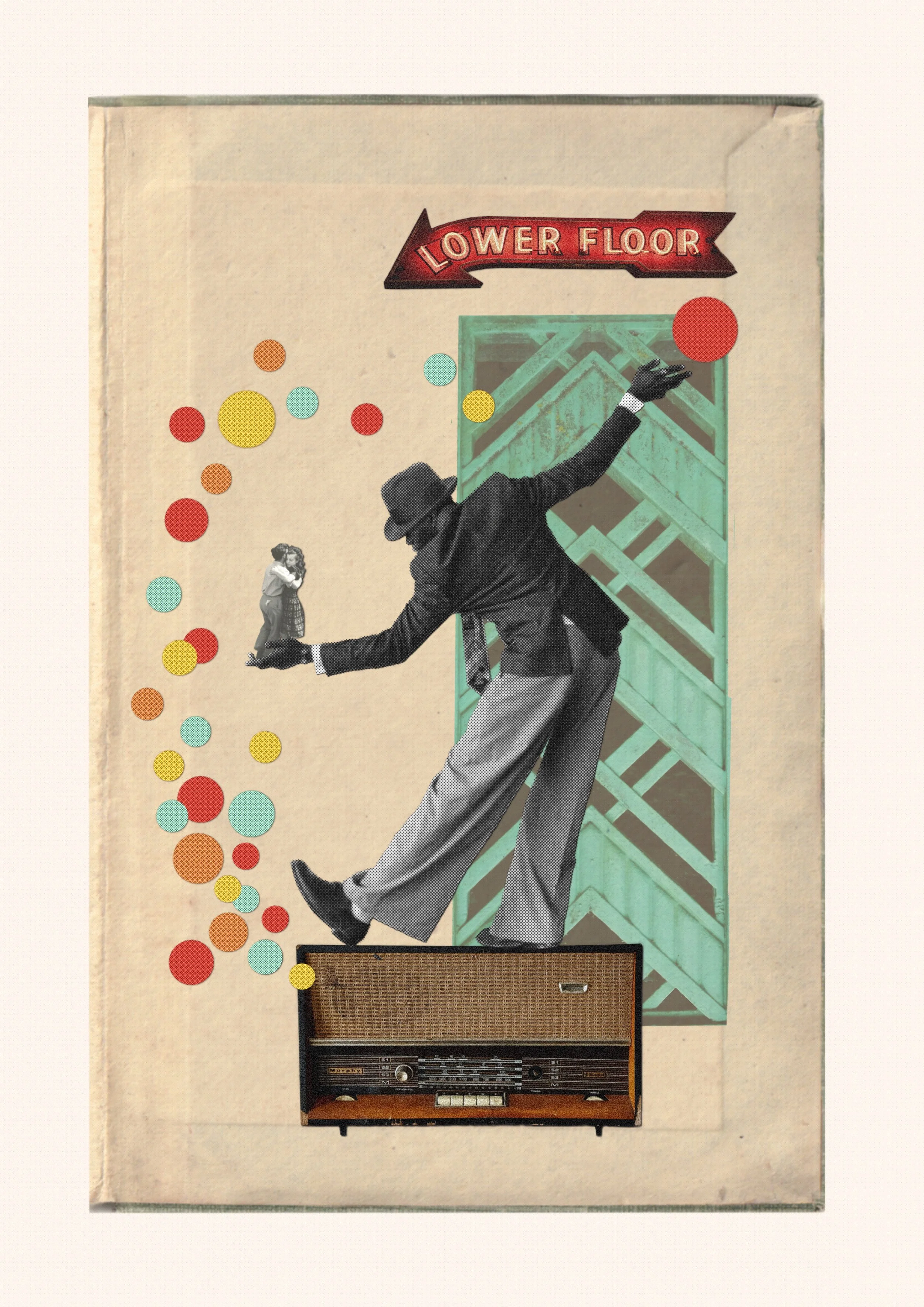 Vintage  collage, Jazz, blues, vintage radio, neon