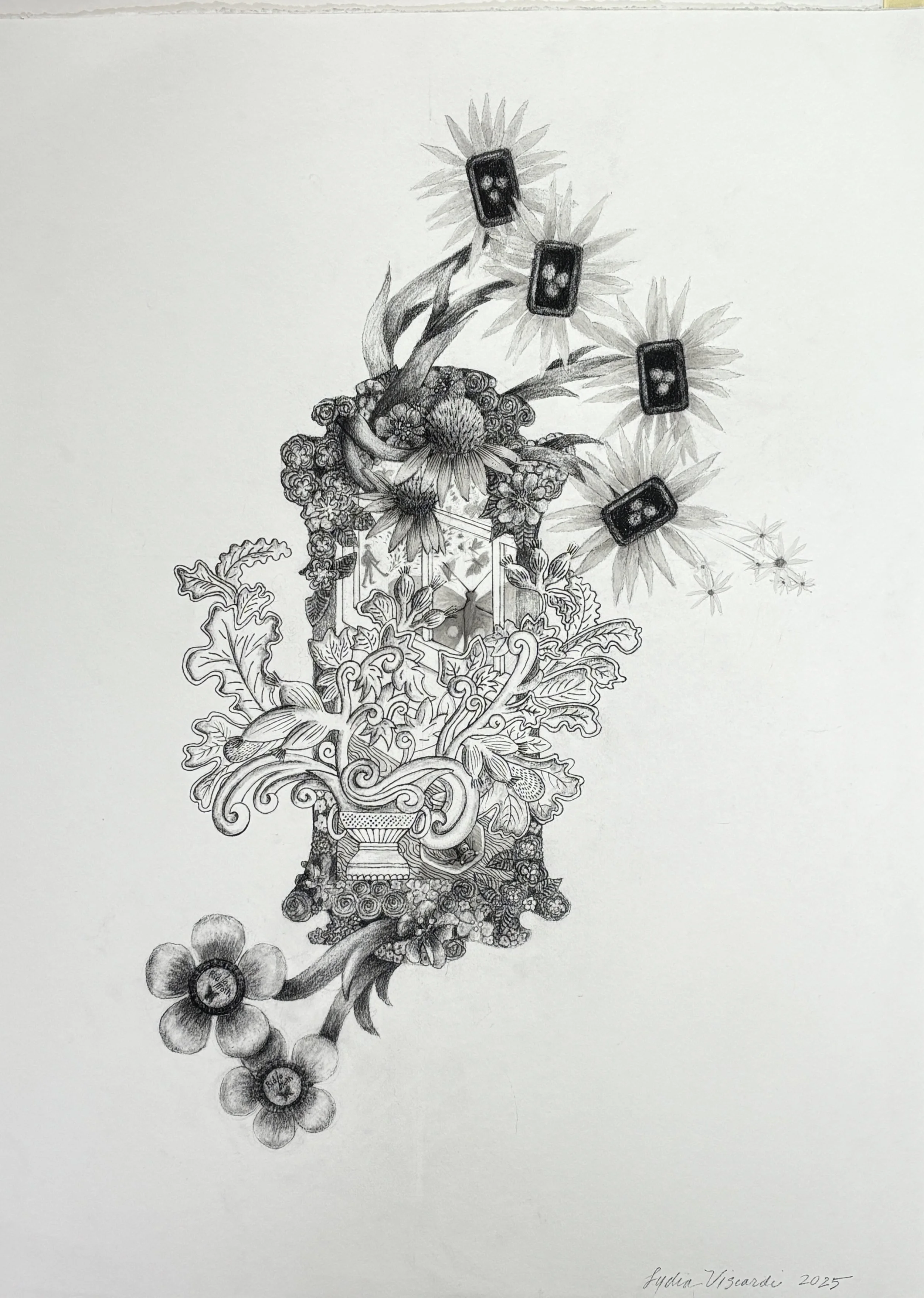 Some Summer Flowers Flourish, 2025
charcoal on paper, 26" x 20"