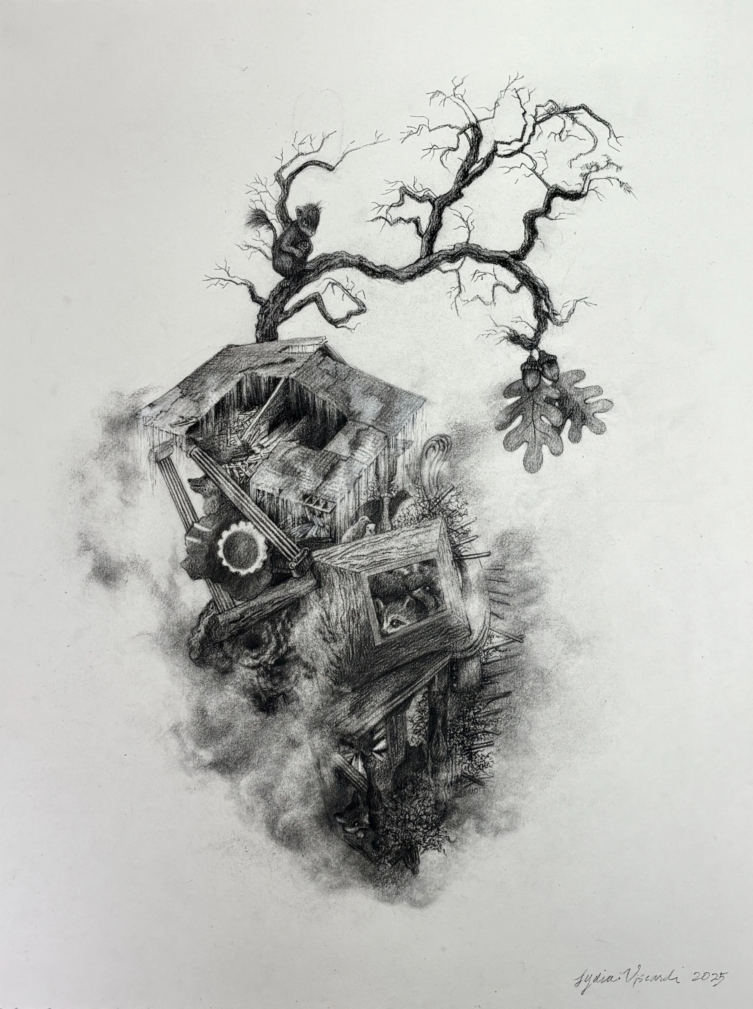Come Time for Dying and Setting Stores, 2025
charcoal on paper, 26" x 20"