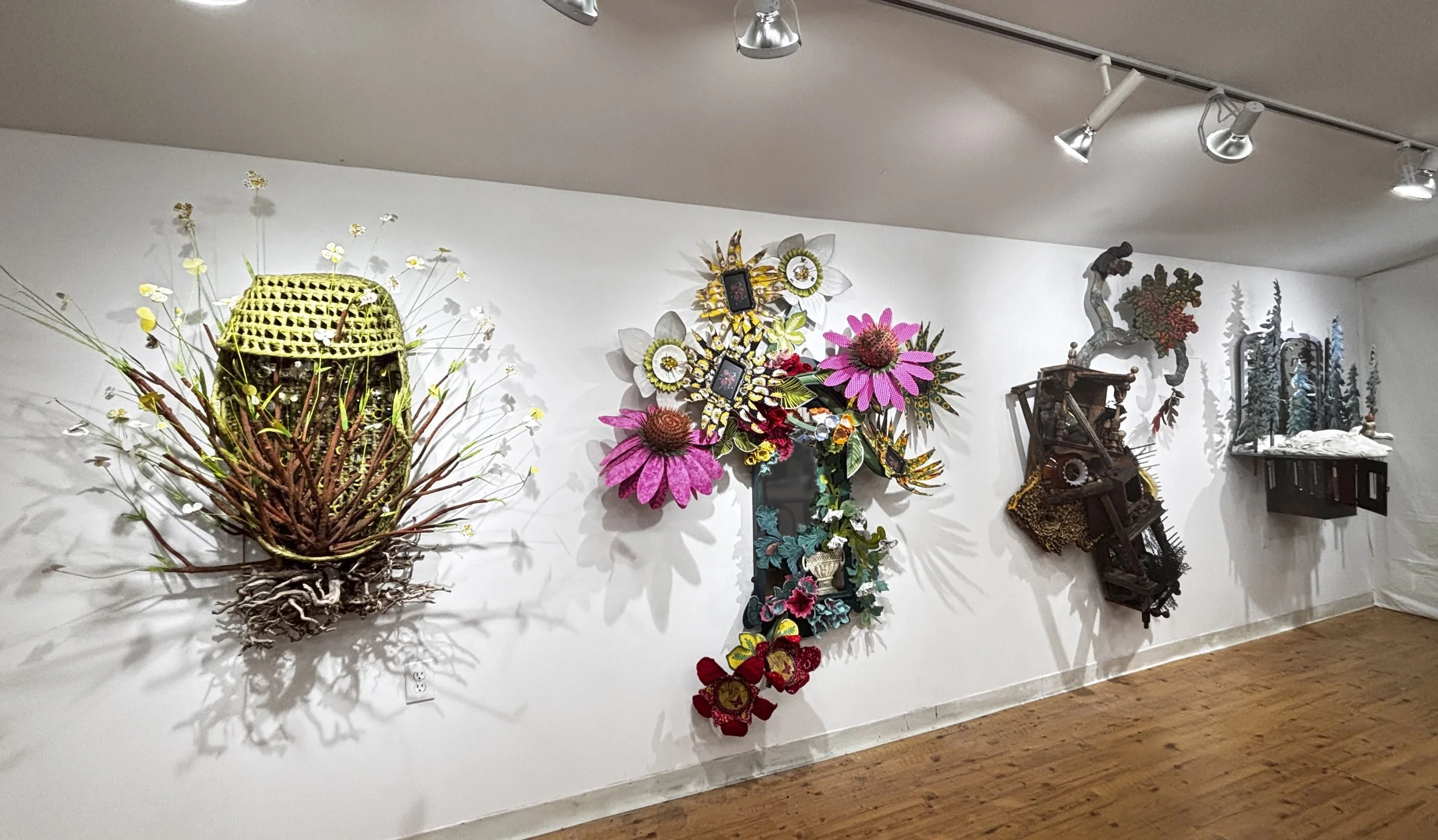 Times Takes Time, wall assemblages, studio view from left