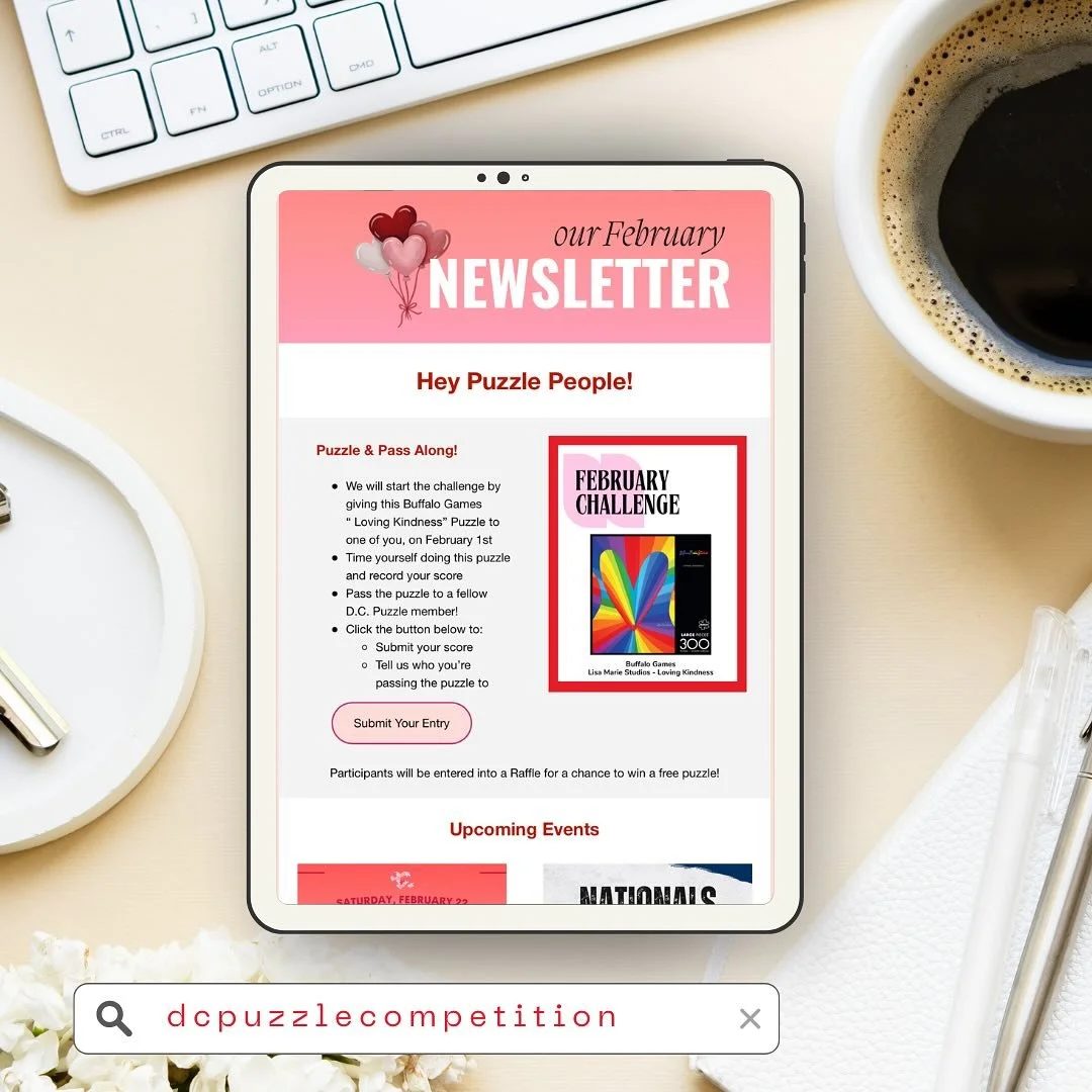 Our February Newsletter is here! ✨🧩 Stay up to date with upcoming puzzle events, challenges, and more! Want to be in the loop? Message us providing your email and stay connected with the puzzle community! ❤️

 #DCPuzzleCompetition #JigsawPuzzle #DCE