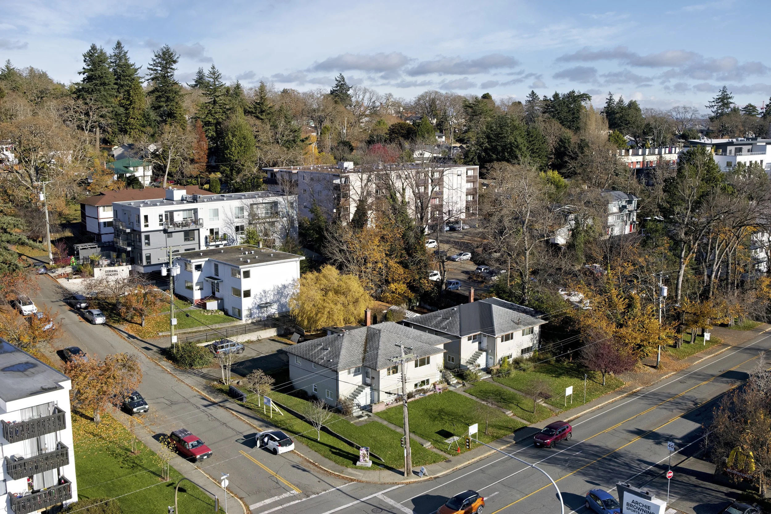 Arial photo of the future home site of Esquimalt Village Cohousing
