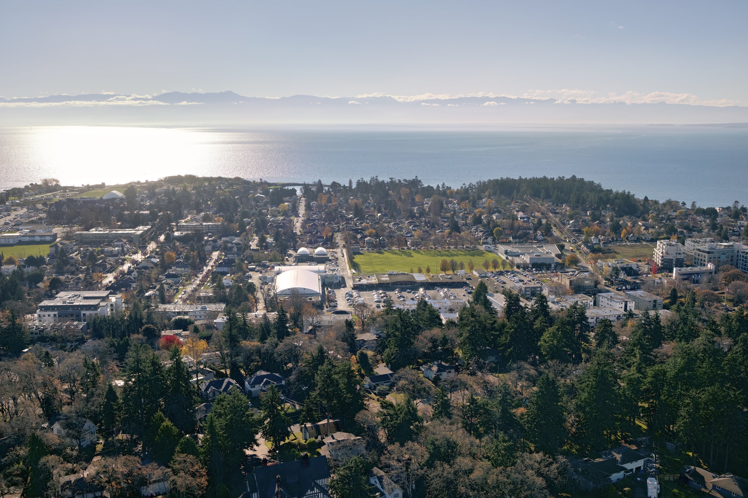 Aerial view of our walking route. Looking down over Highrock Park. (Our property is at the center).