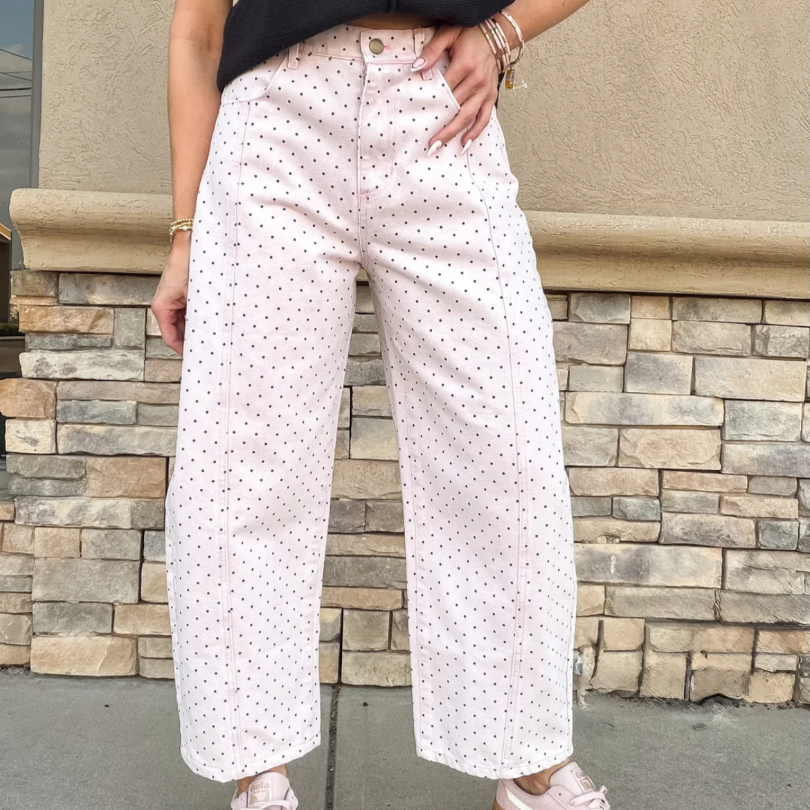 polka dot barrel jeans (m)