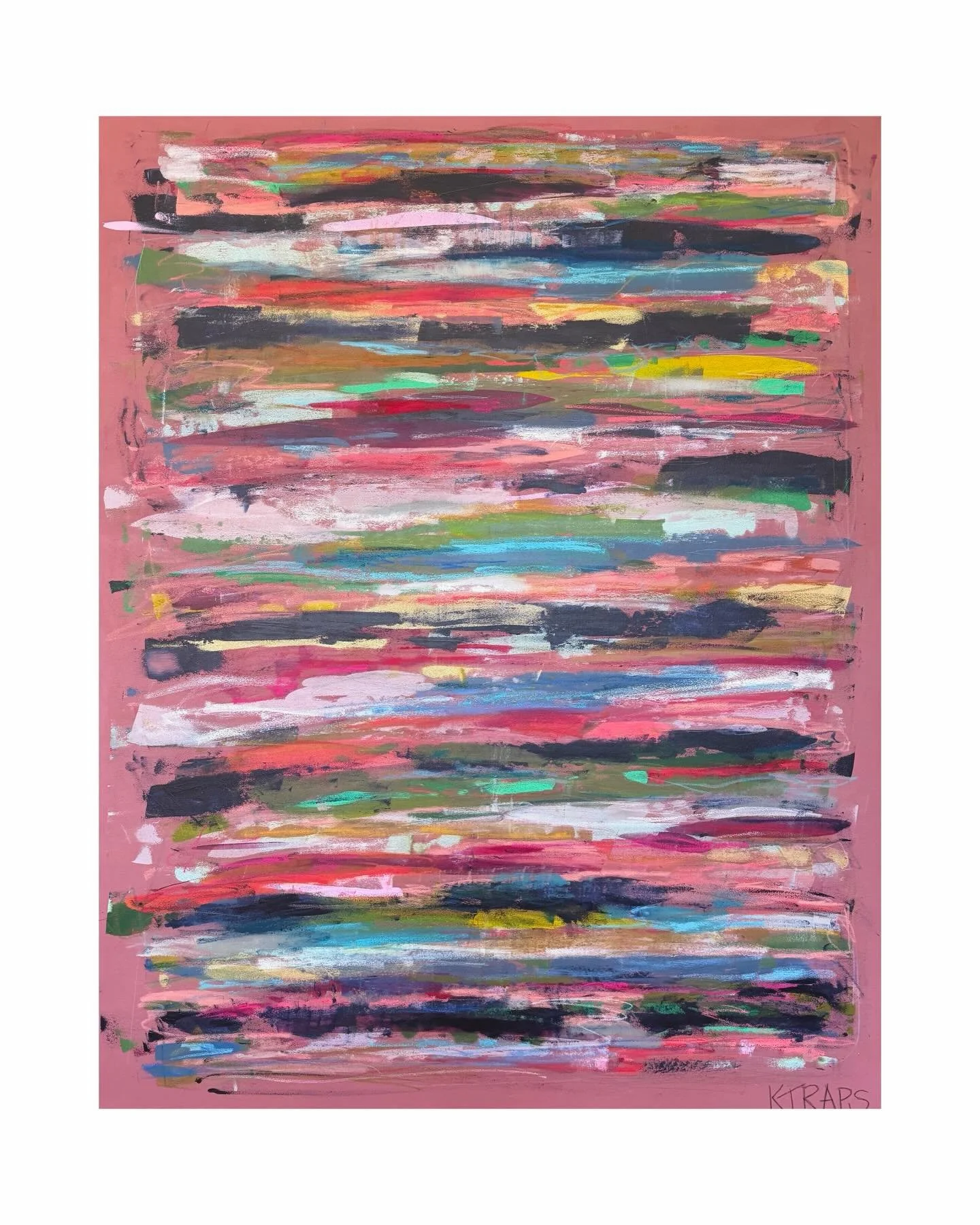 60x48 &ldquo;Layers of a Life Well Lived&rdquo; commissioned mixed media on gallery wrapped canvas 

Here&rsquo;s the story behind it: Life is a stack of memories, layered one on top of the other that come together to tell a story. The more colorful 