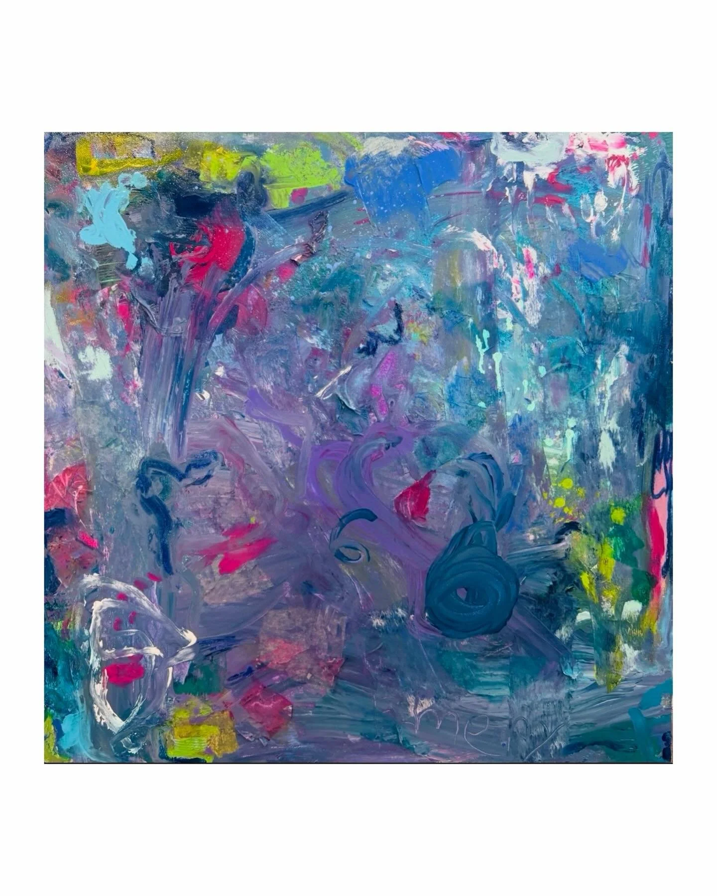 24x24 &ldquo;Rainbow Hide and Seek&rdquo; mixed media kids collaboration with Emery (age 6) on gallery wrapped canvas 

Here&rsquo;s the story behind it: I&rsquo;ve know Emery since she was a baby and then got to know her even better when I was her p