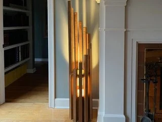 Teak Column Floor Lamp