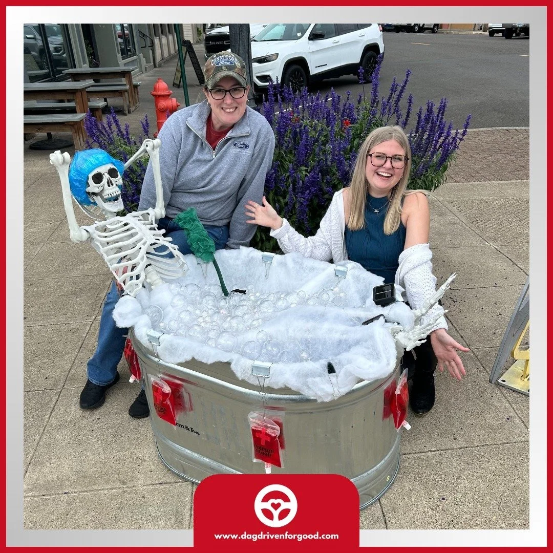 At Dick's Canby Ford, we&rsquo;re &quot;Driven For Good&quot; and all about keeping local traditions fun and festive! 🎃💀 Check out our Halloween setup&mdash;the skeleton&rsquo;s really soaking up the spooky vibes in his bath! 👻 Stop by to see the 