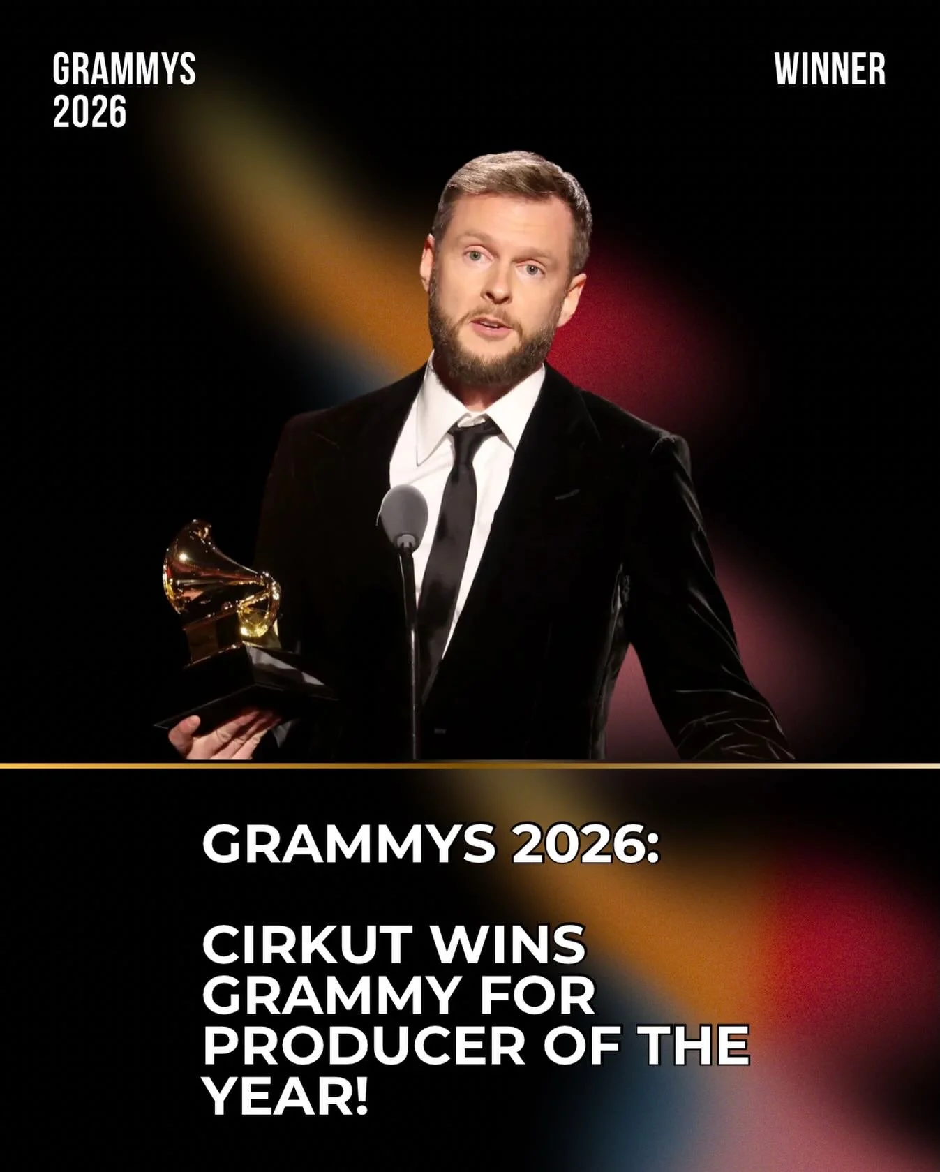 🏆 Producer, @cirkut takes home Producer of the Year (Non-Classical) at the 2026 Grammys!

From APT. by ROS&Eacute; &amp; Bruno Mars to Abracadabra by Lady Gaga, the resume speaks for itself! Congratulations! 🎉🏆

#produceroftheyear #cirkut #ladygag