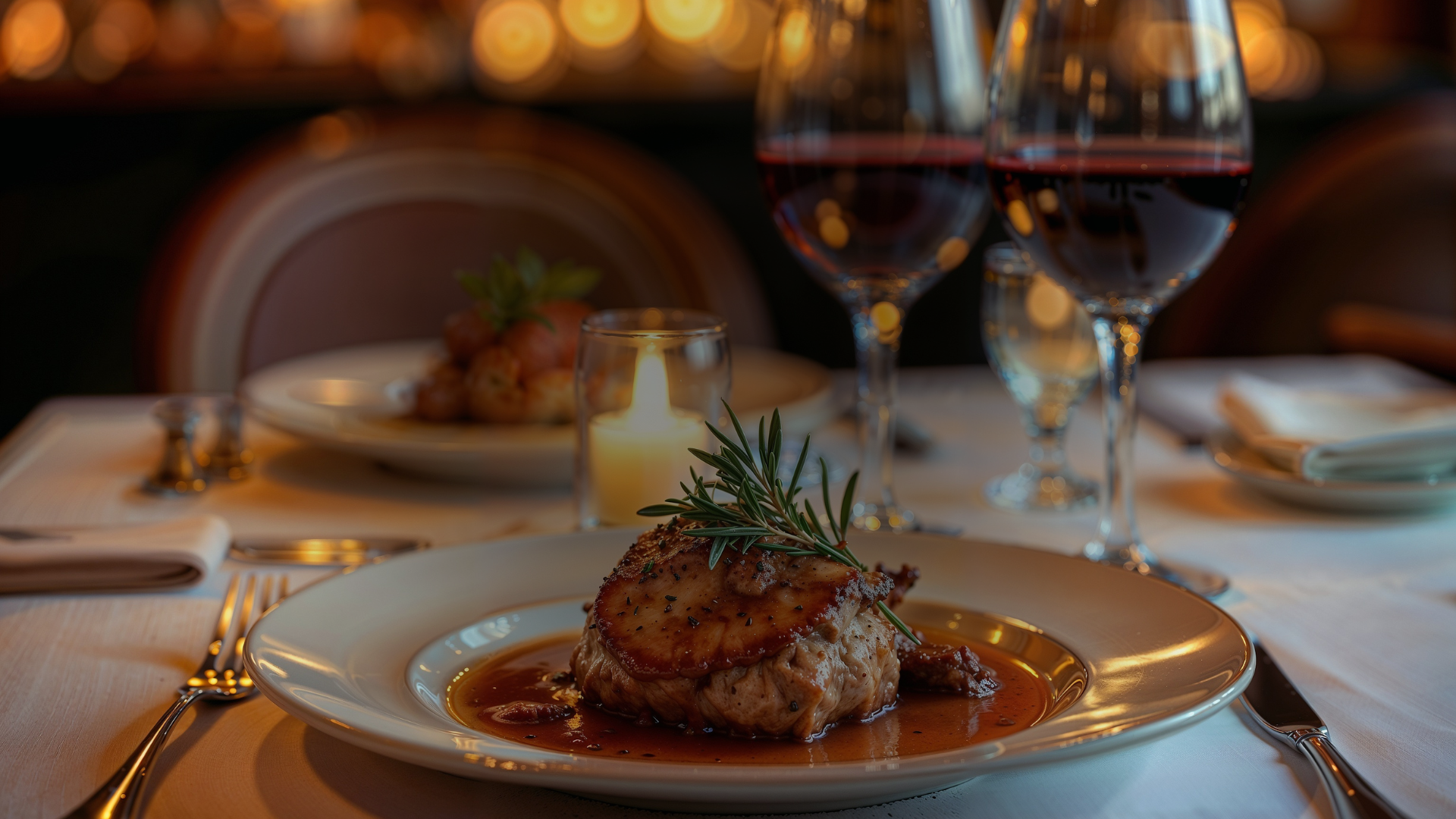 Dinner & Wine on the table