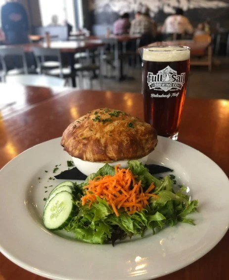 @fullsailbrewing Guess what's back? Our beloved Chicken Pot Pie! This is the ultimate comfort food, featuring house-made filling and topped with a fluffy buttermilk biscuit crust. Served with a mixed green salad, it's the perfect cozy meal.⁠
⁠
The pe