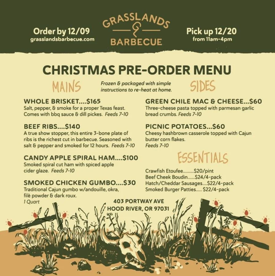 This one won't make it to Thursday Tidbits. You'll need to act quickly if you want @grasslands_barbecue's whole brisket, beef brisket, candy apple spiral ham, or smoked chicken gumbo for your holiday dinner (plus sides and essentials). Order on their
