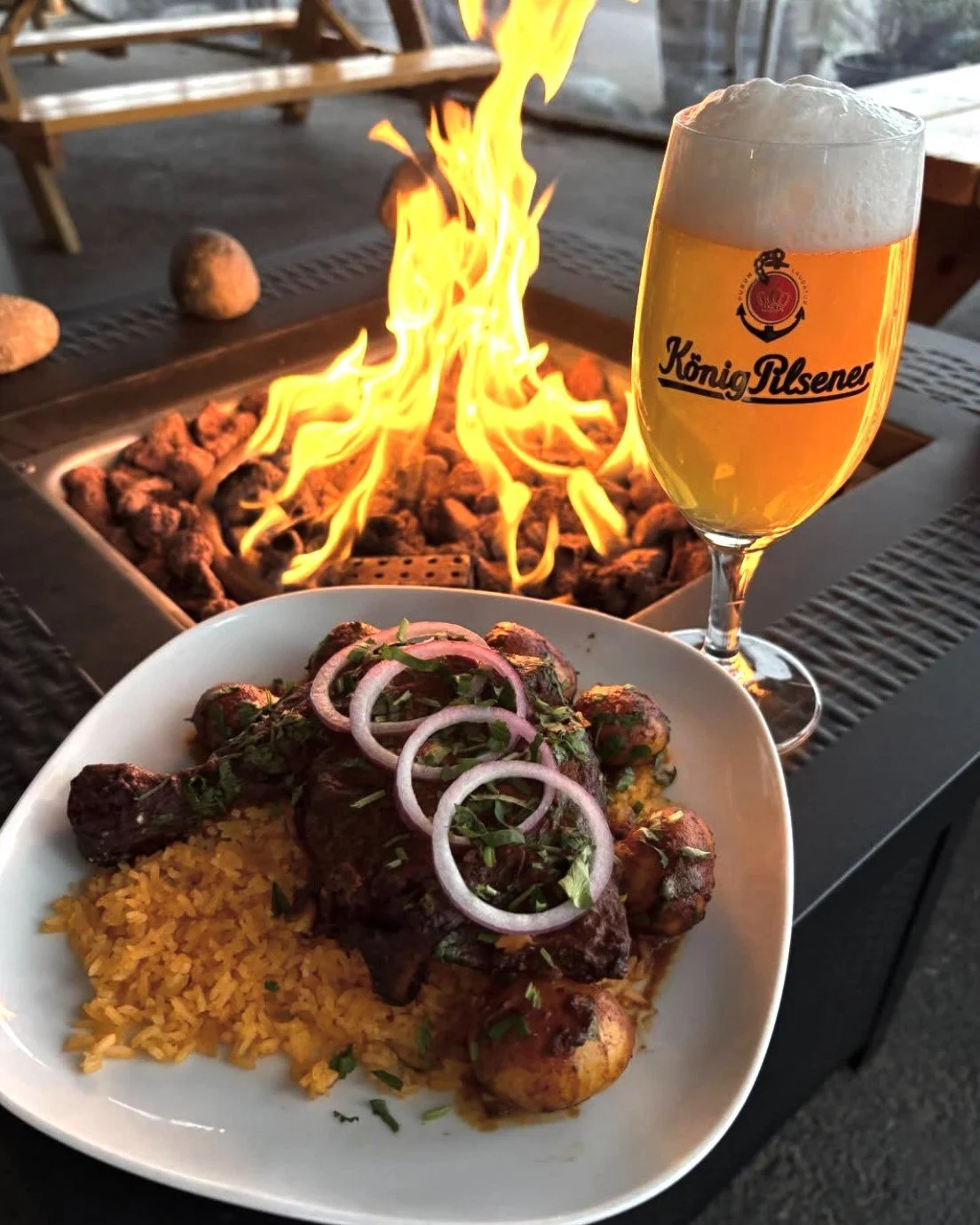 This weekend, @crushcidercafe has Pollo Adobo on special for the weekend by @monarca_mex_grill. Slow roasted chicken in an adobo mole made from guajillo and ancho chilis. Served with rice and potatoes and topped with onion and cilantro. Yum!