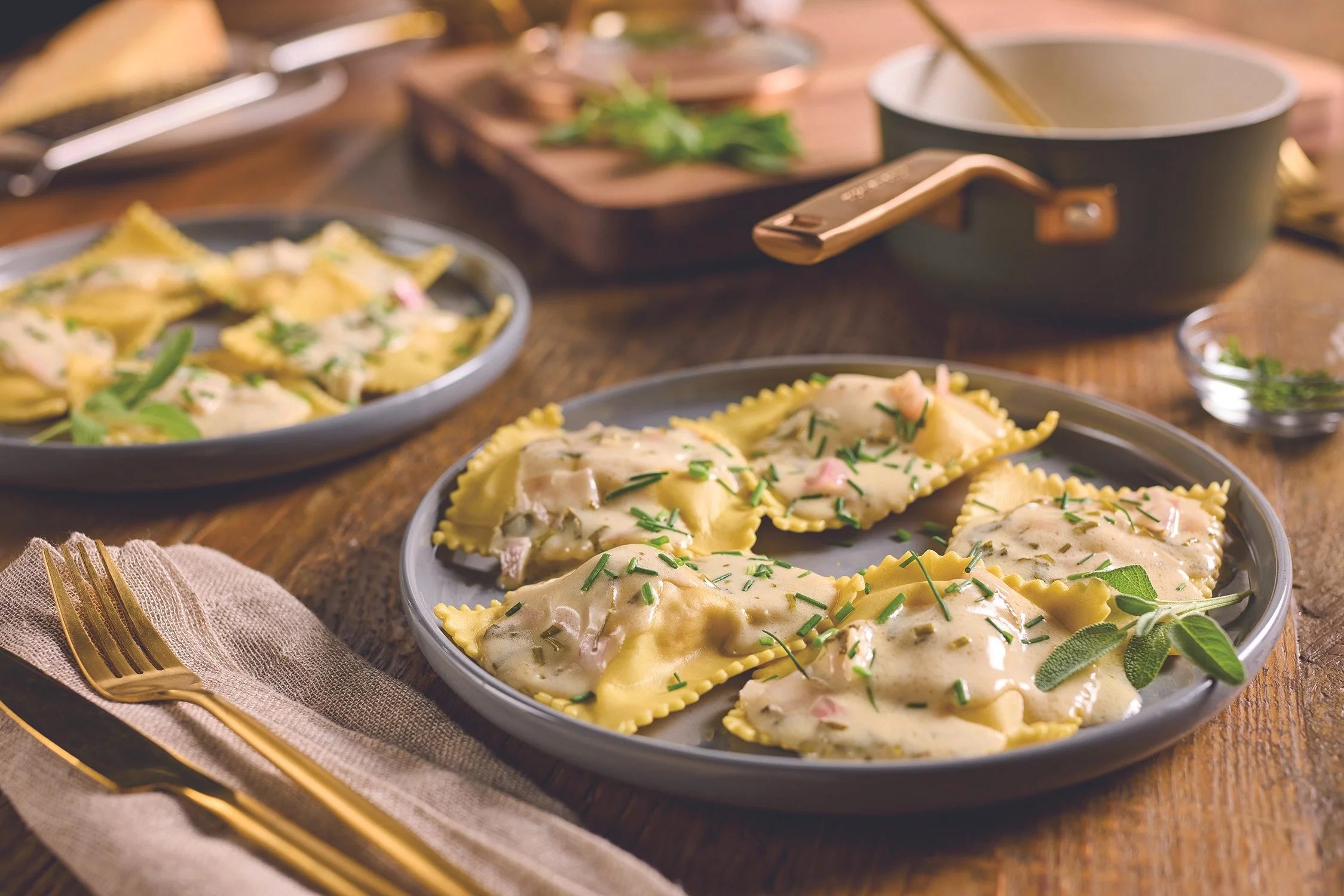 In Season: Homemade Pumpkin Ravioli with White Wine &amp; Herb Butter Sauce